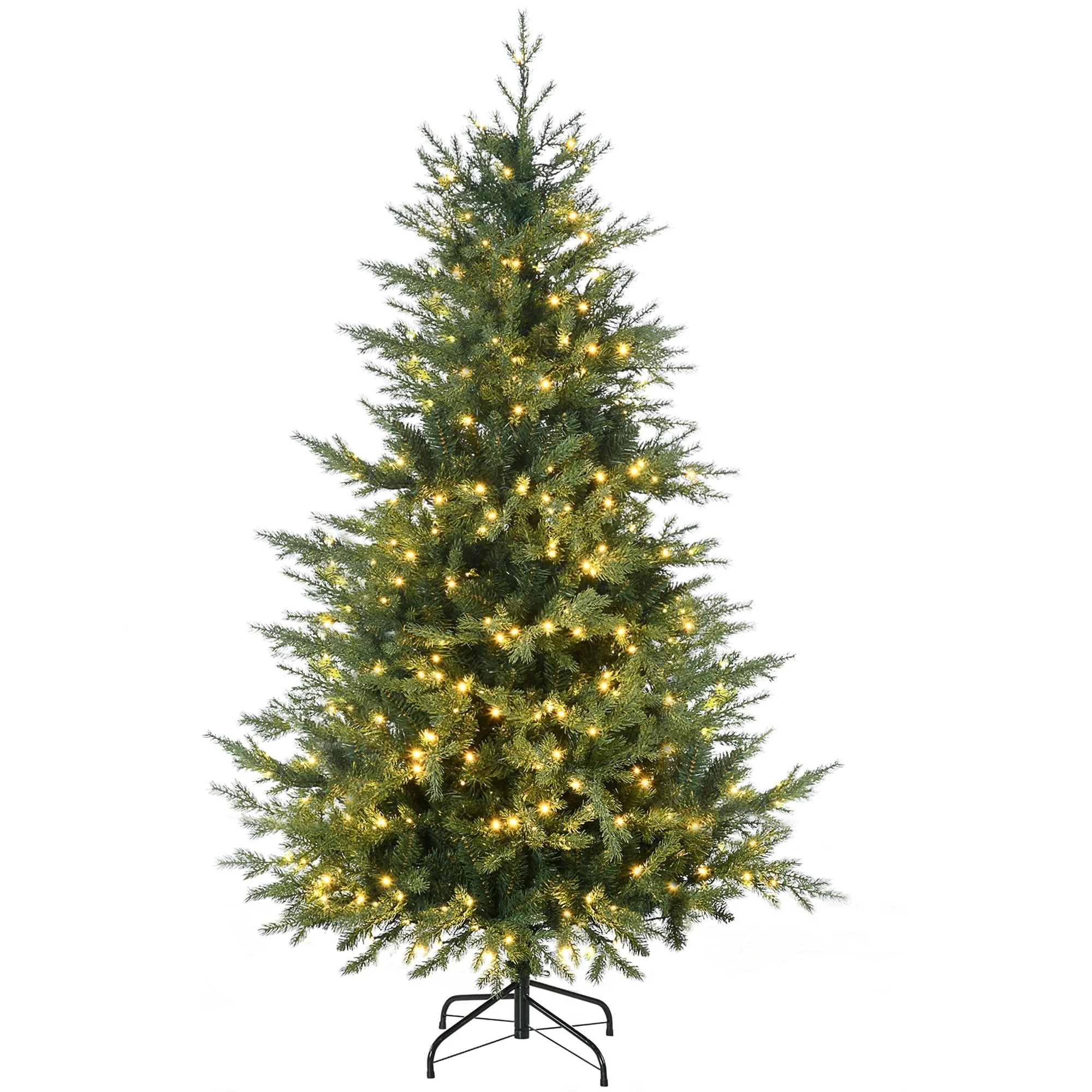 6ft Artificial Christmas Tree with 400 Warm White LEDs, Realistic 2328 Branches, Flame-Retardant Design & 8 Light Modes