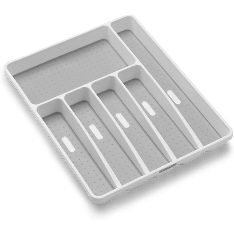 Classic Large Silverware Tray, 6-Compart,Soft-Grip Lining-Rubber Feet