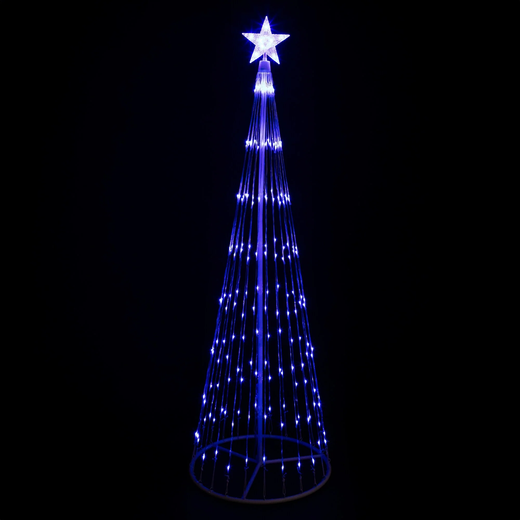 Lighted Show Cone Christmas Tree Outdoor Decoration - 6' - Blue LED - White