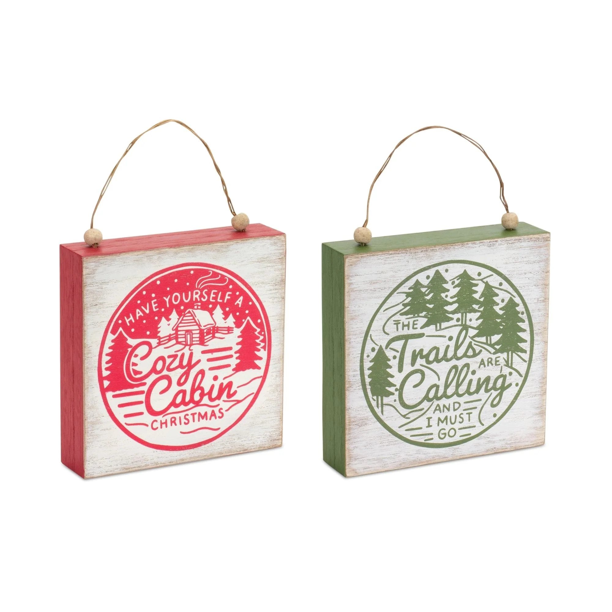 Set of 4 Cabin and Trails Christmas Ornaments Sign 9