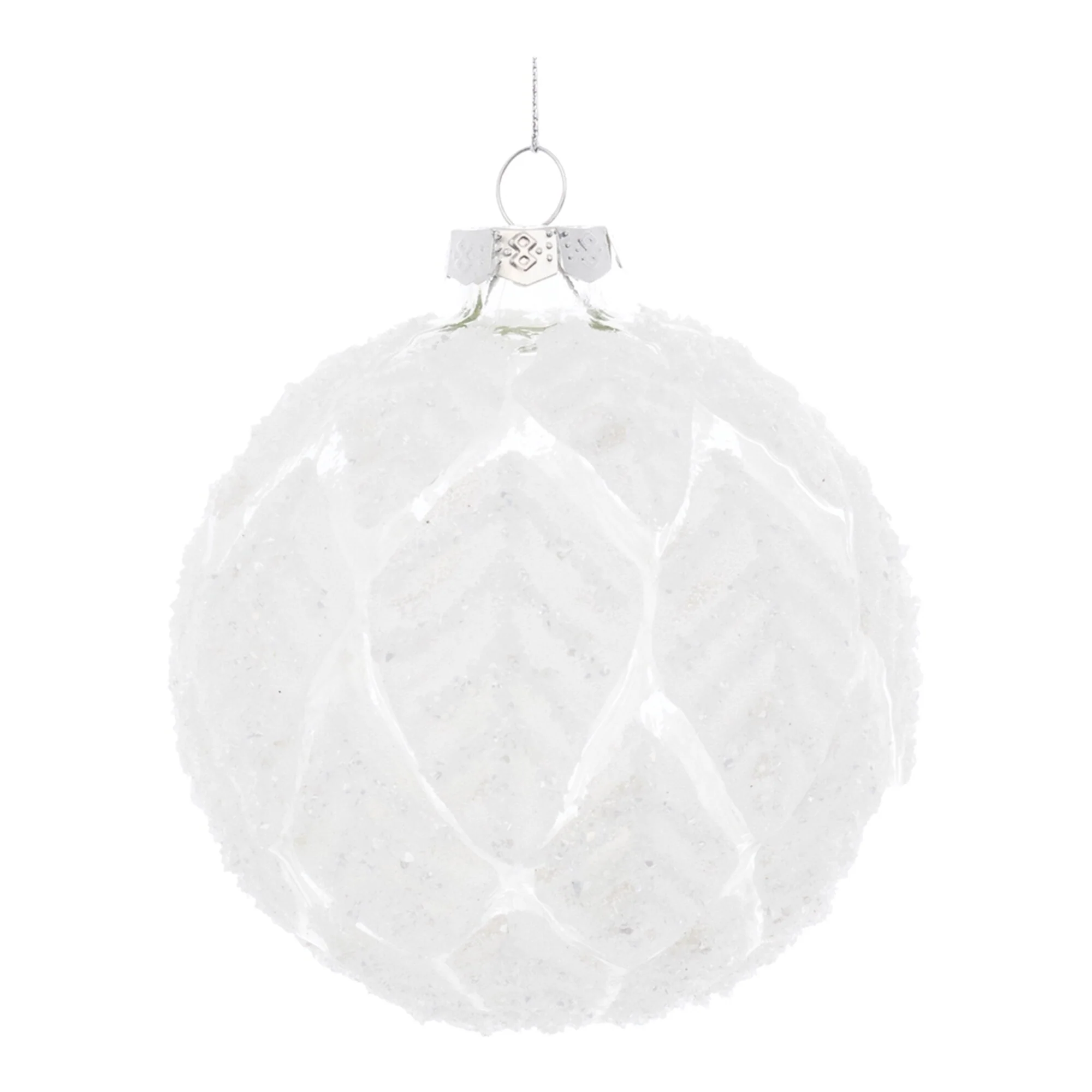 Christmas Tree Glass Ball Ornaments Set of 12 Frosted White - 3.75
