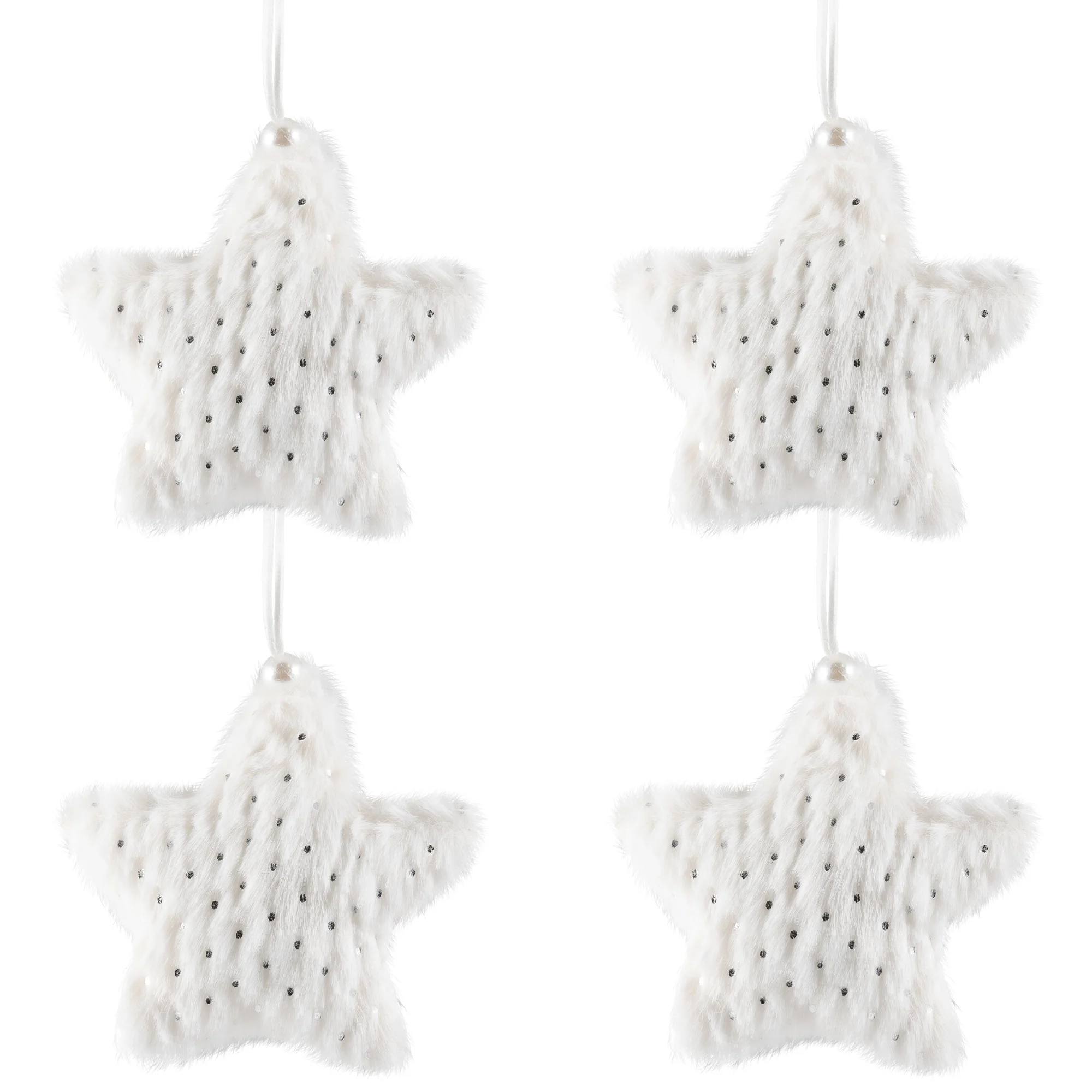 Faux Fur Plush Star Christmas Ornaments - 4.75