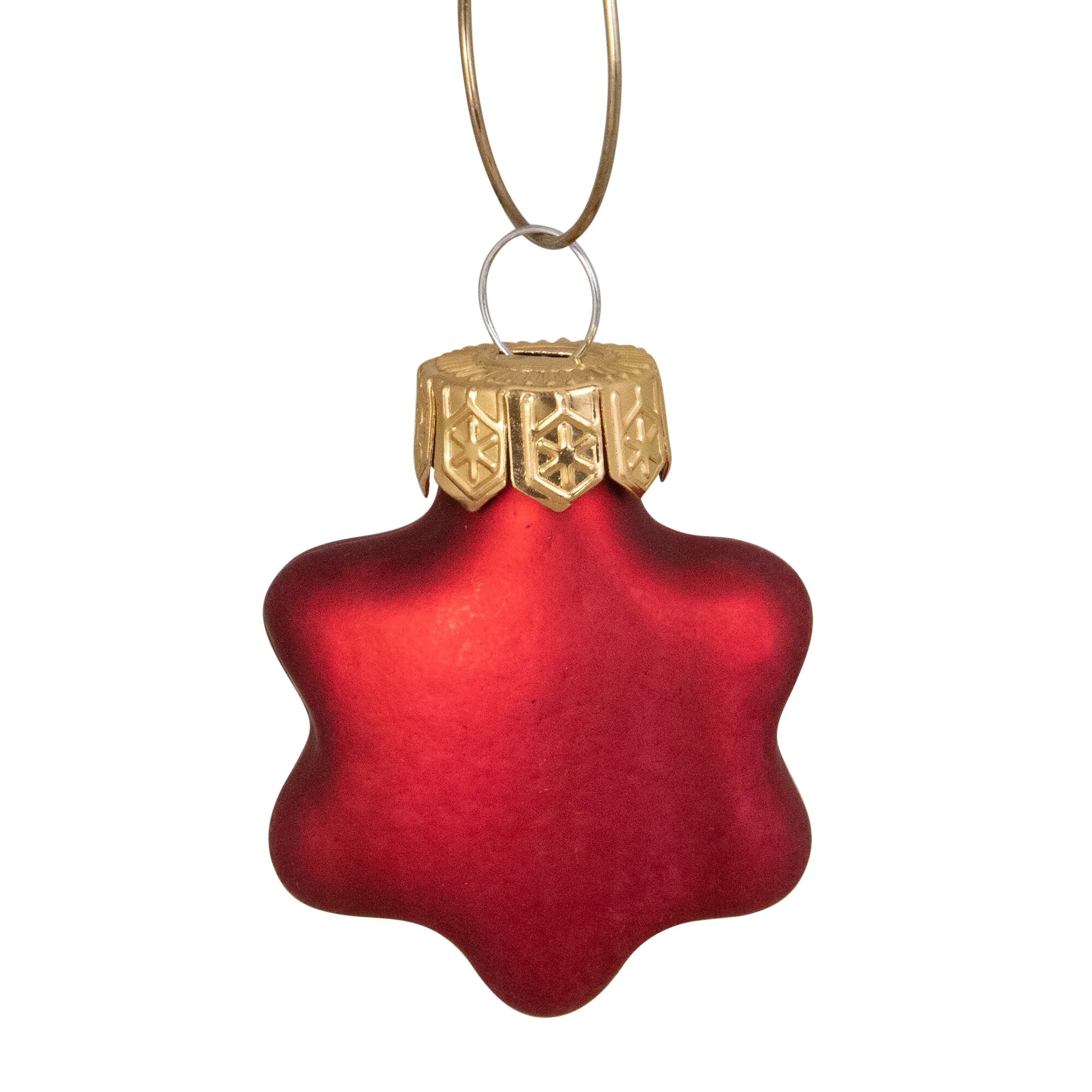 56ct Matte Red Glass Star Christmas Ornaments 1.75