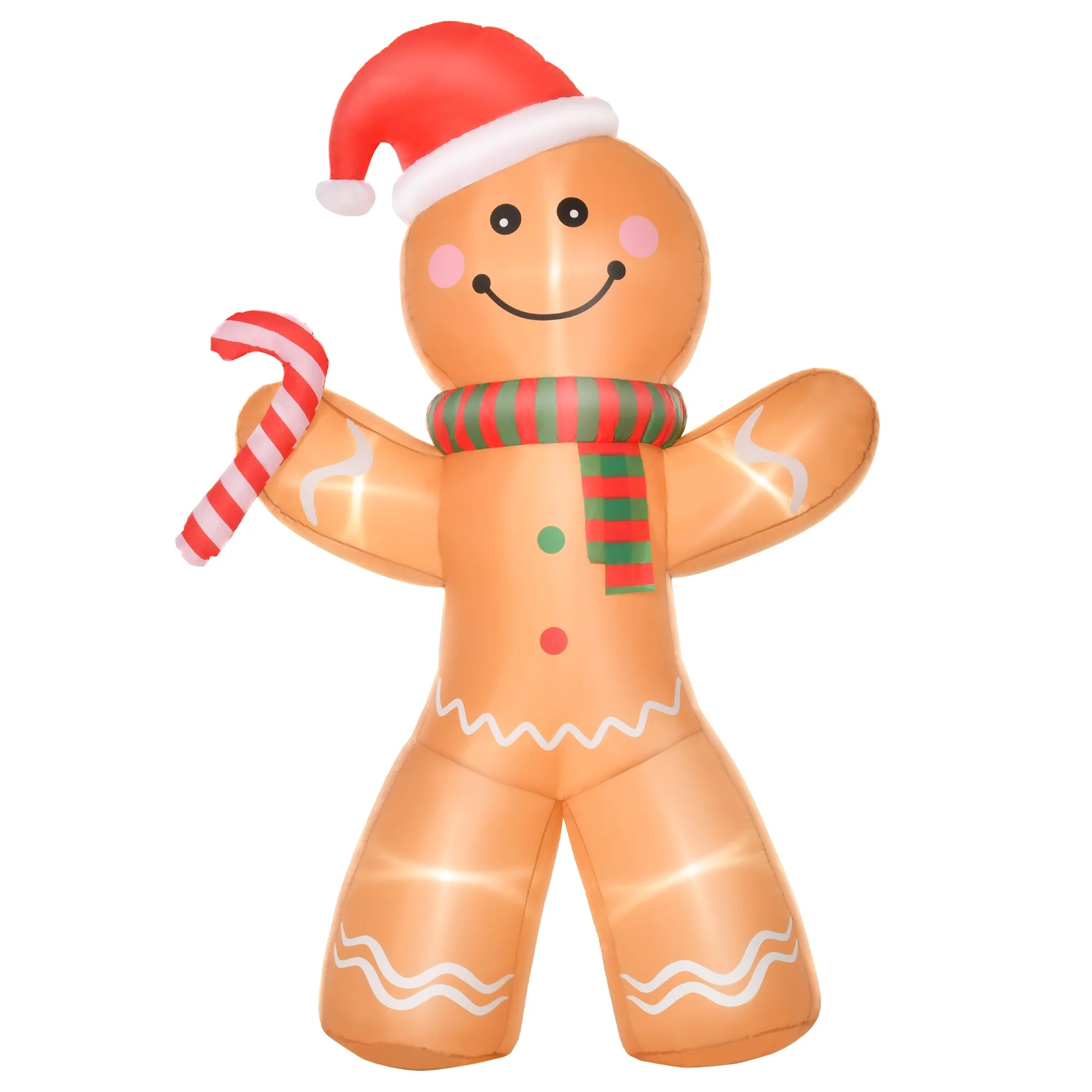 HOMCOM 8FT Christmas Gingerbread Man, Large Christmas Inflatable Holiday Decoration, Gingerbread Decorations