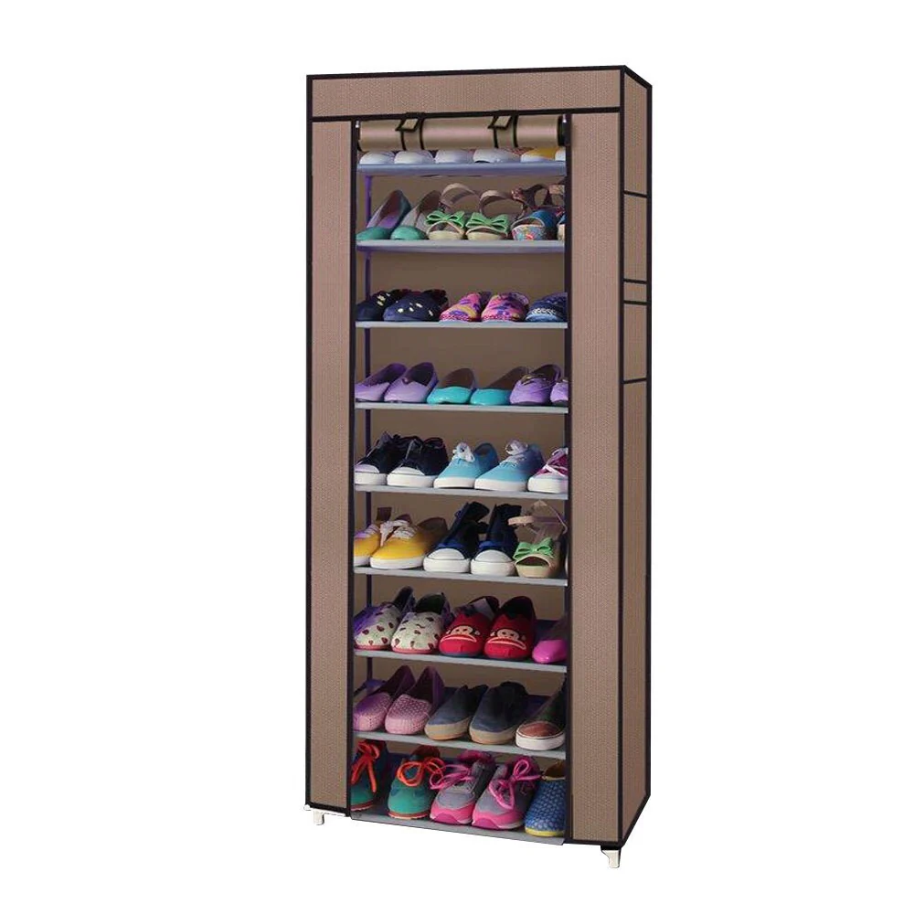 Fashionable Room-saving 9 Lattices Non-woven Fabric Shoe Rack Coffee