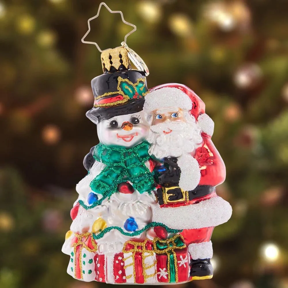 Christopher Radko A Frosty Duo Gem Glass Christmas Ornament 1021403