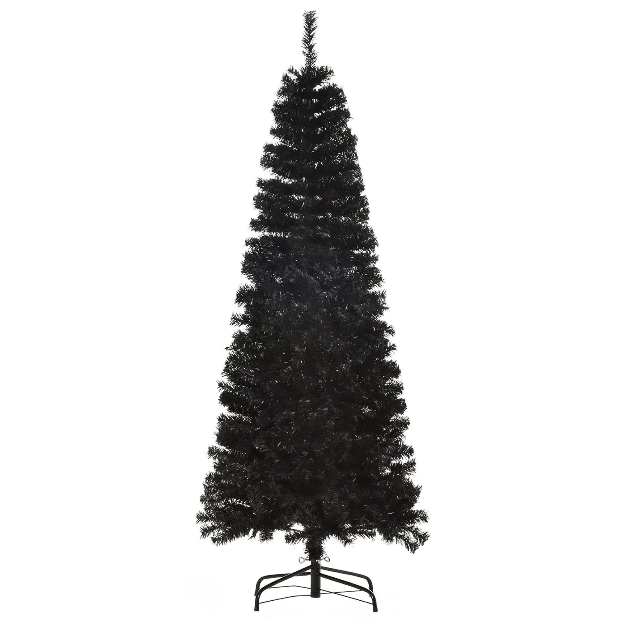 6' Unlit Artificial Pencil Christmas Tree, Slim Black Douglas Fir with 618 Tips for Halloween Decor