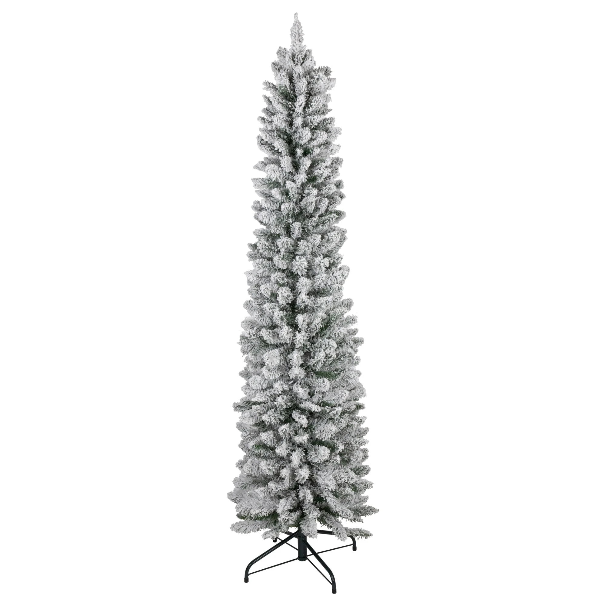 6' Flocked North River Pine Pencil Artificial Christmas Tree, Unlit - 6 Foot