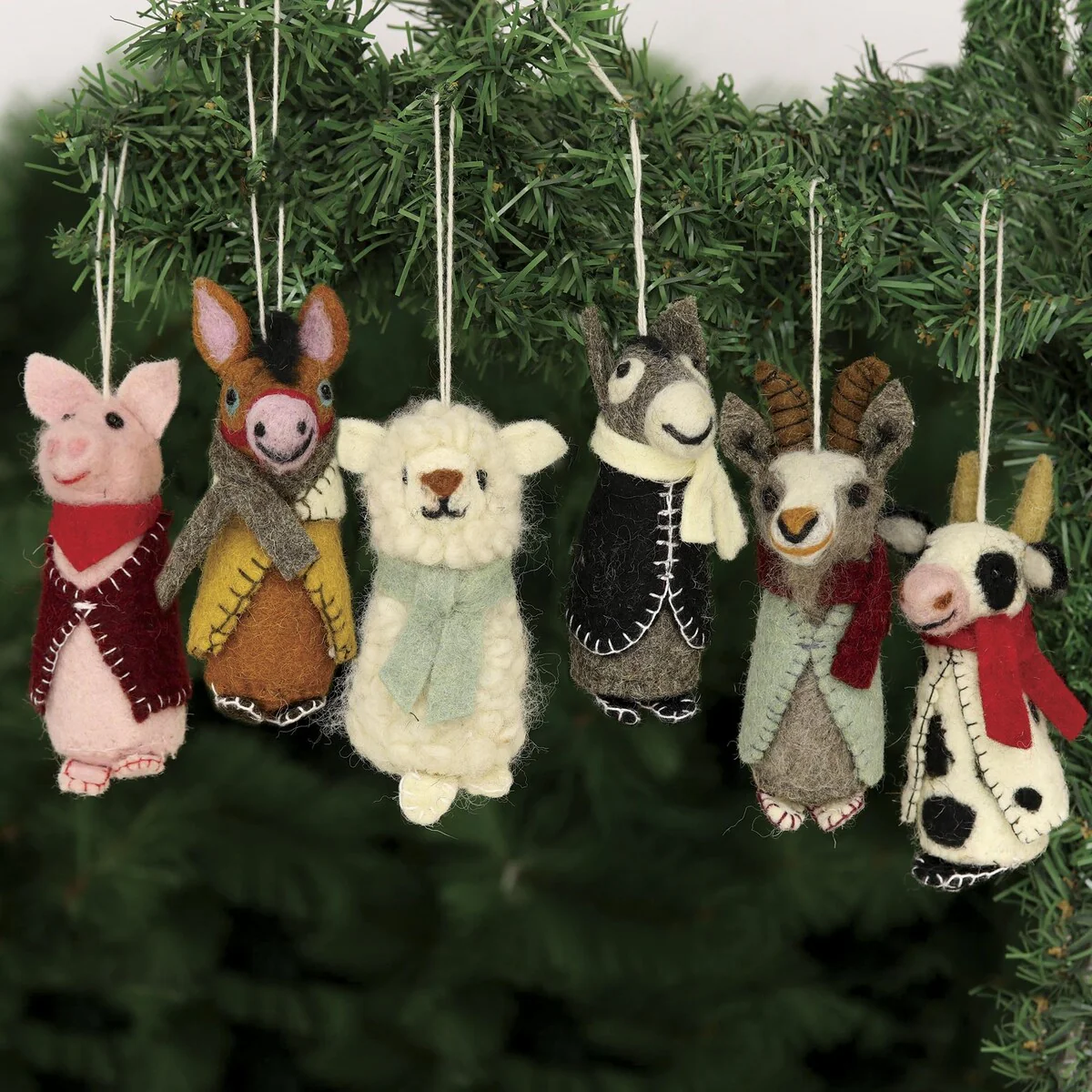 Novica Handmade Barnyard Bunch Wool Holiday Ornaments (Set Of 6)