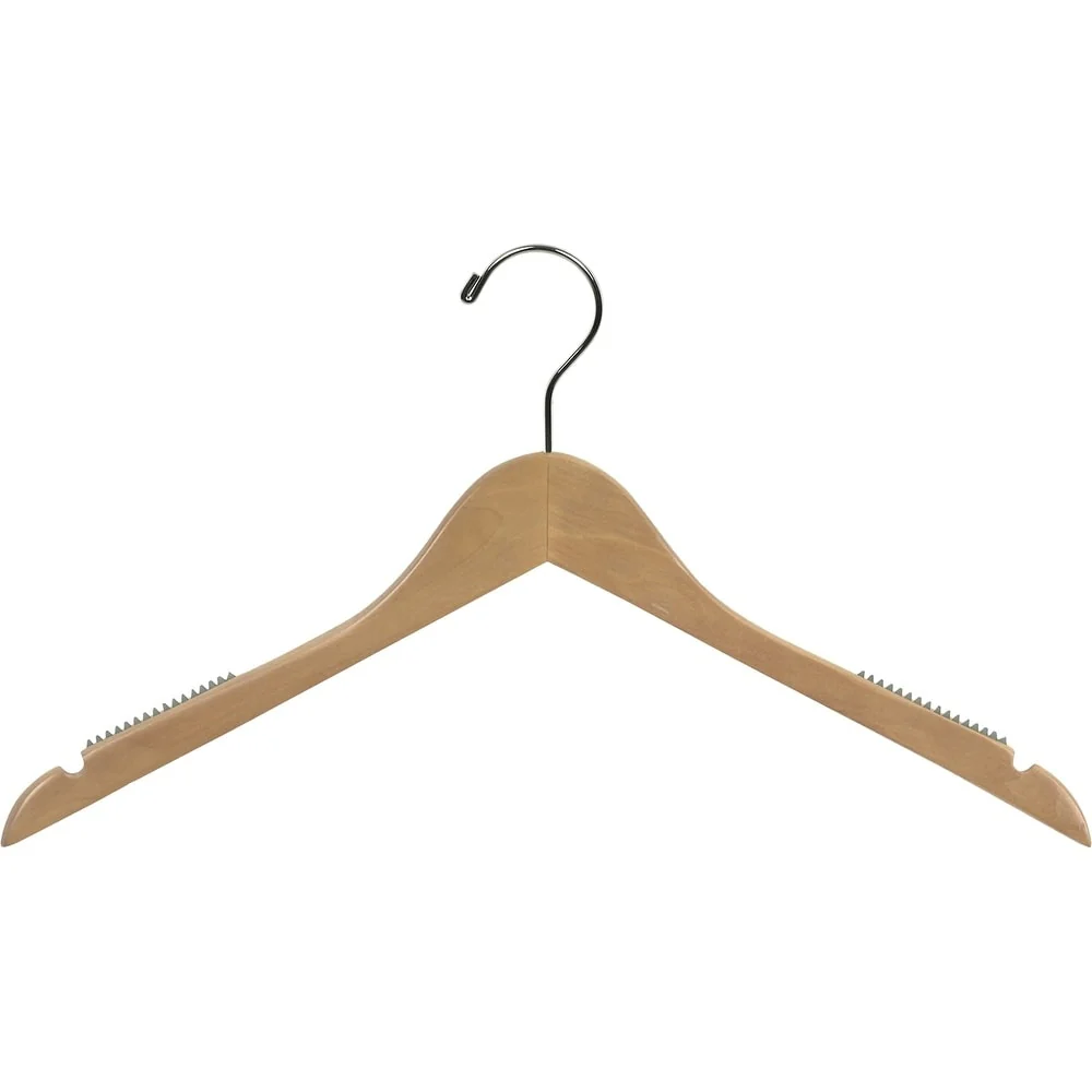Natural Finish Petite Rubber Strip Insert Top Hanger with Notches (Case of 100)