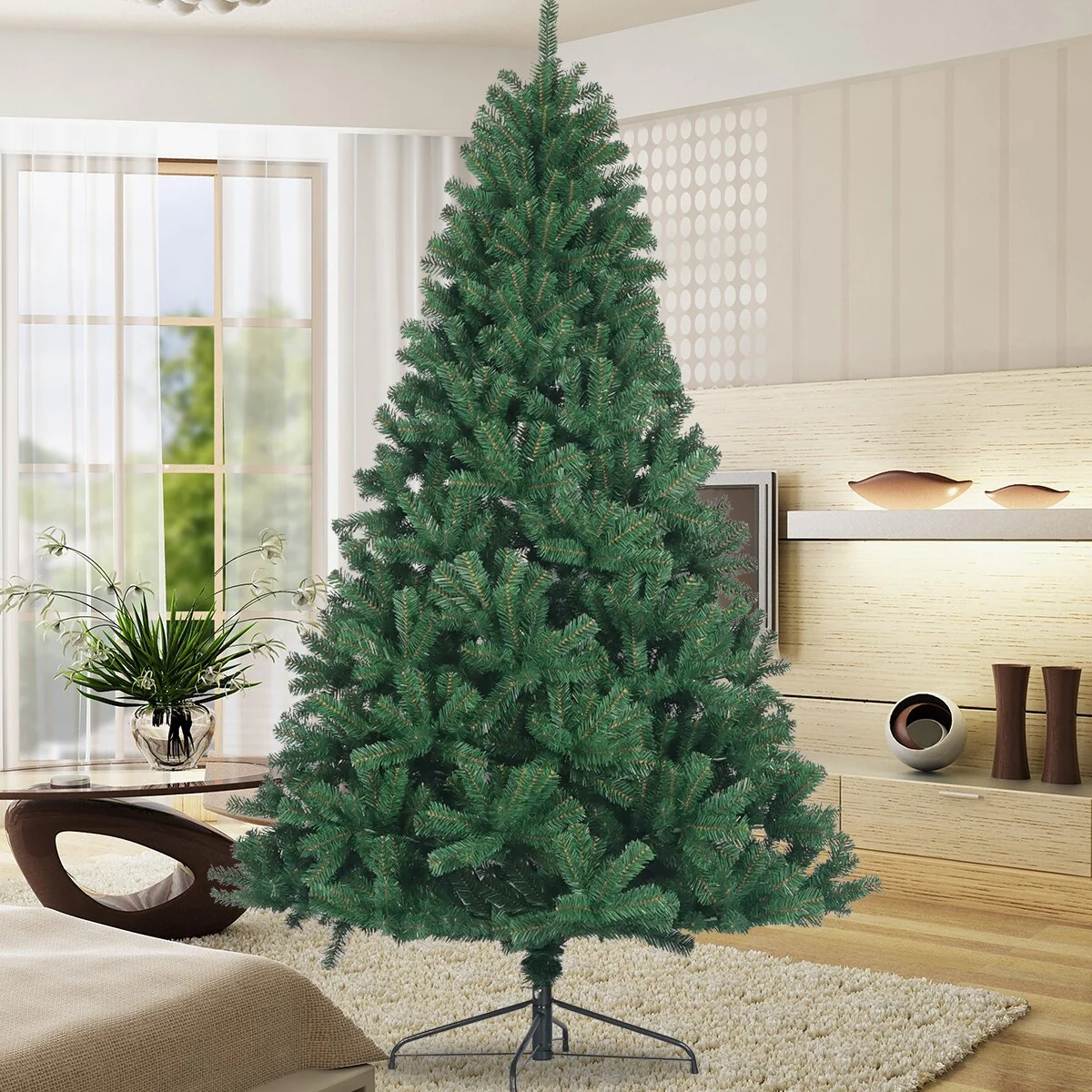 Realistic 7.5ft Spruce Christmas Tree with 1400 Branch Tips, Perfect for Home Holiday Celebrations