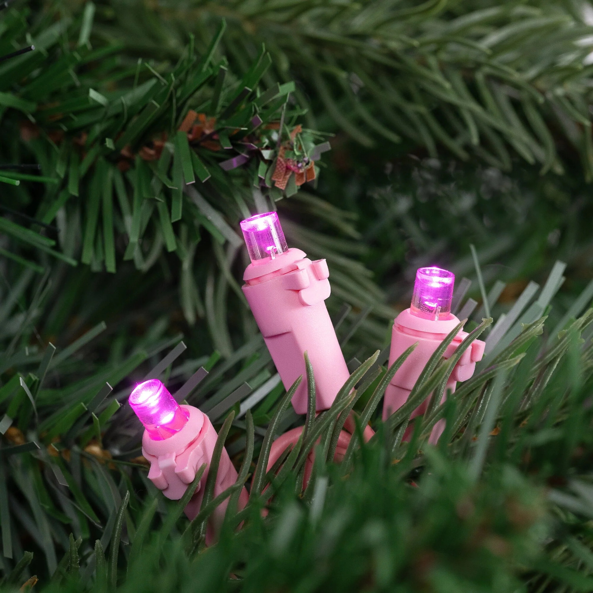 100-Count Pink LED Wide Angle Christmas Lights, 33ft Pink Wire