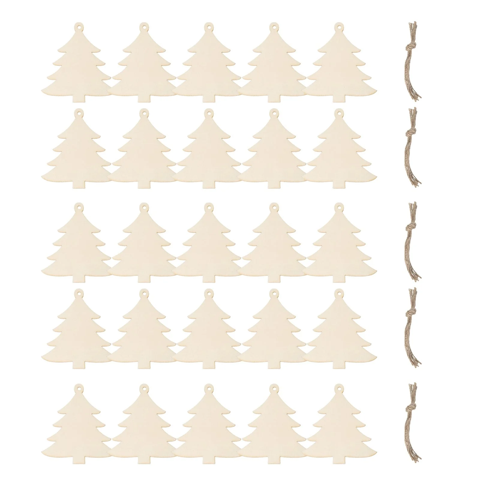 50 Pcs Wooden Christmas Ornaments Paintable Wooden Christmas Tree Crafts