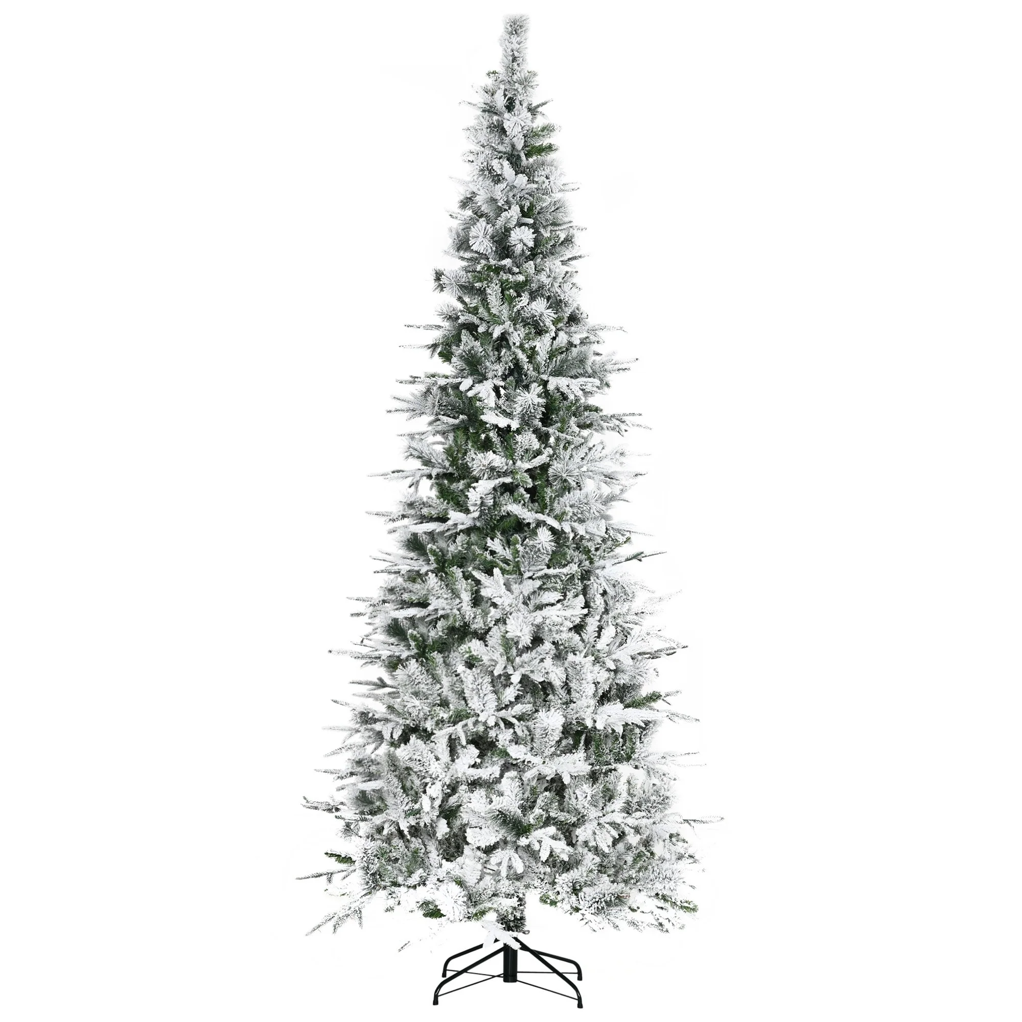 Elegant 9ft Unlit Snow-Flocked Pine Tree with Realistic Tips - Perfect Holiday Decor Centerpiece