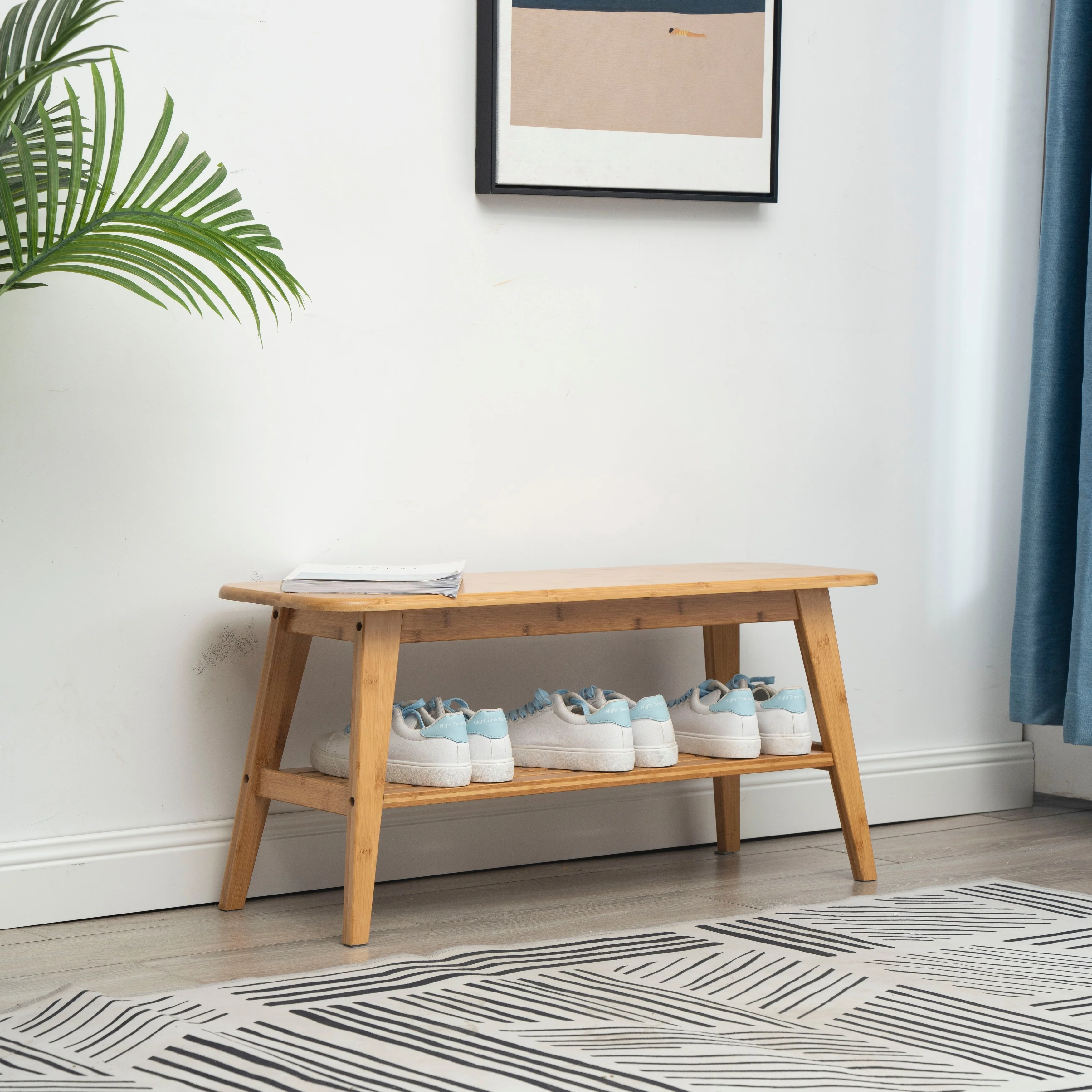 Bamboo Shoe Rack for Entryway, Shoe & Entryway Bench