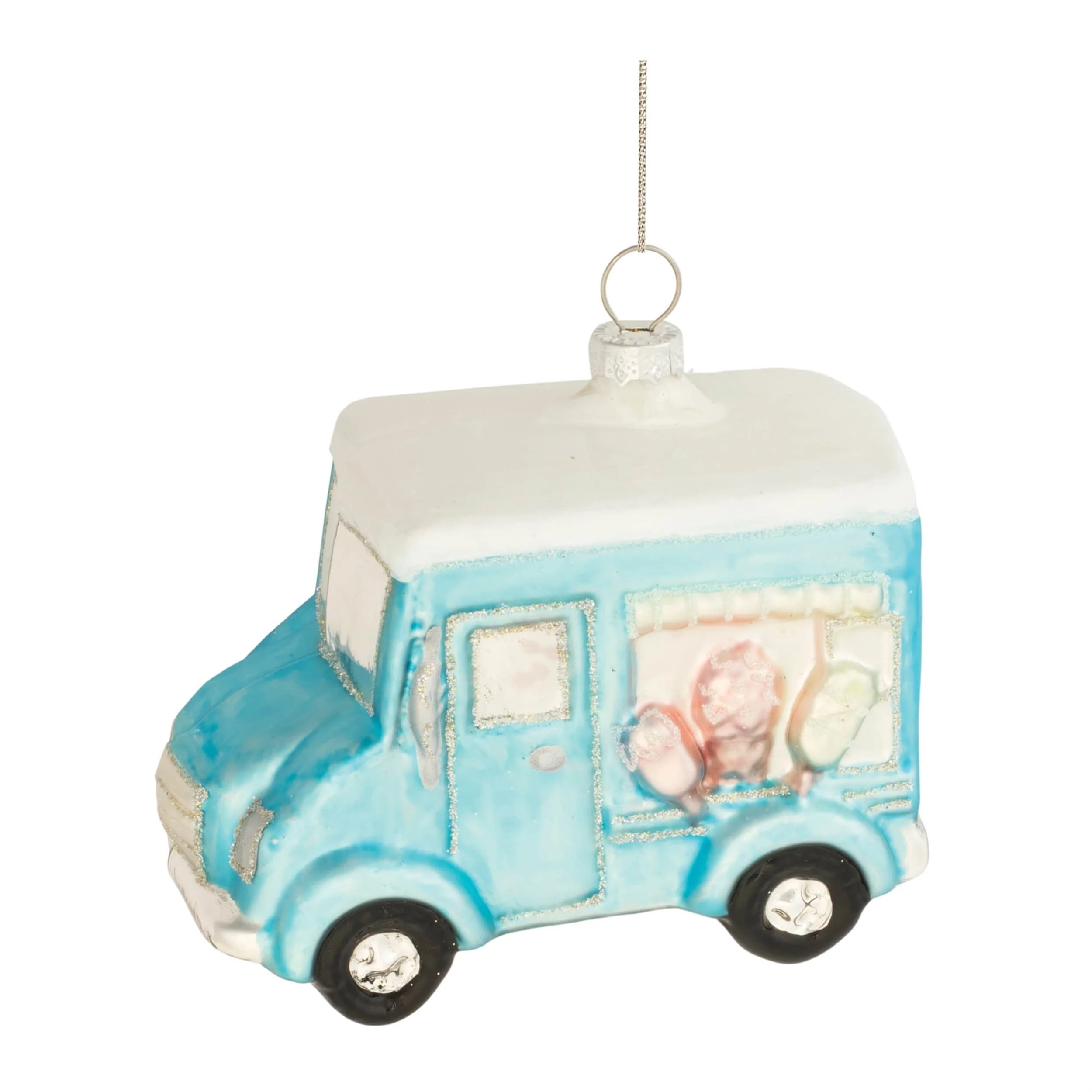 Set of 12 Ice Cream Truck Ornaments for Holiday Tree Decoration - 4” x 2” x 4”