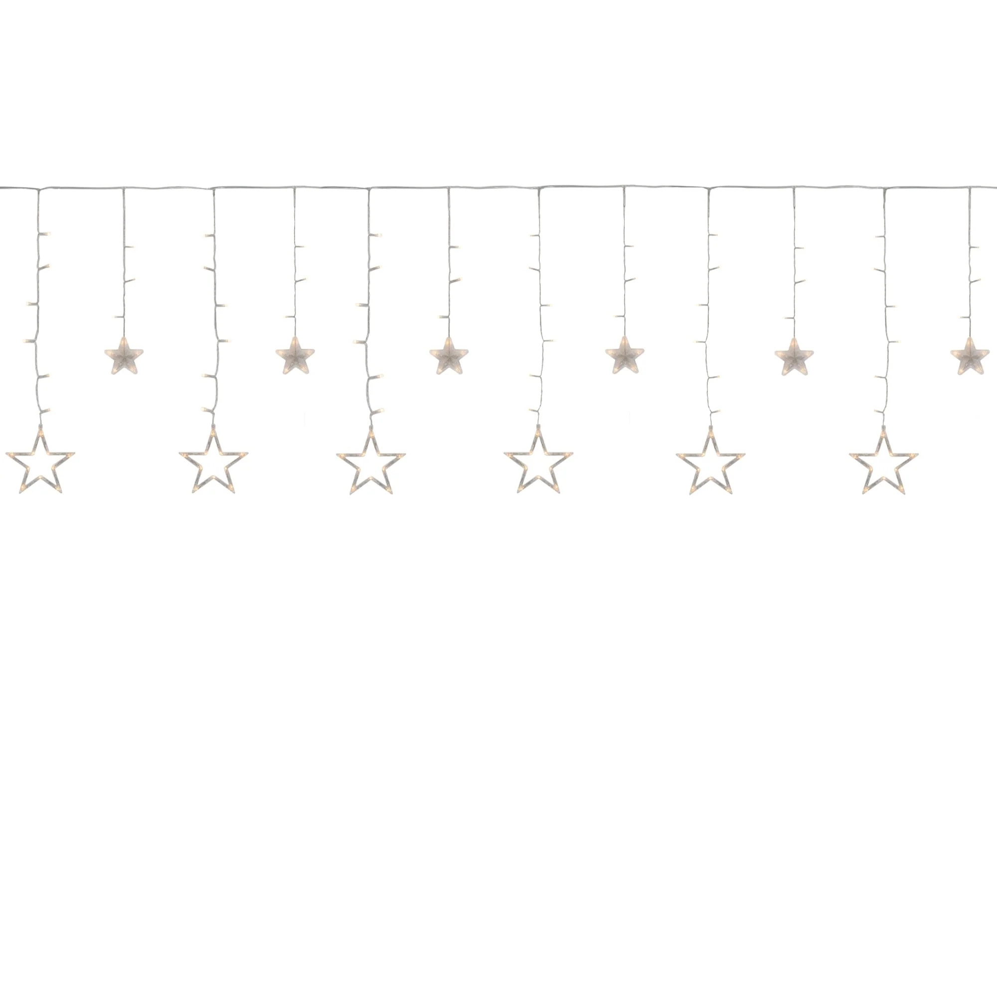 138 Clear LED Star Drop Window Curtain Lights 17.75ft Clear Wire