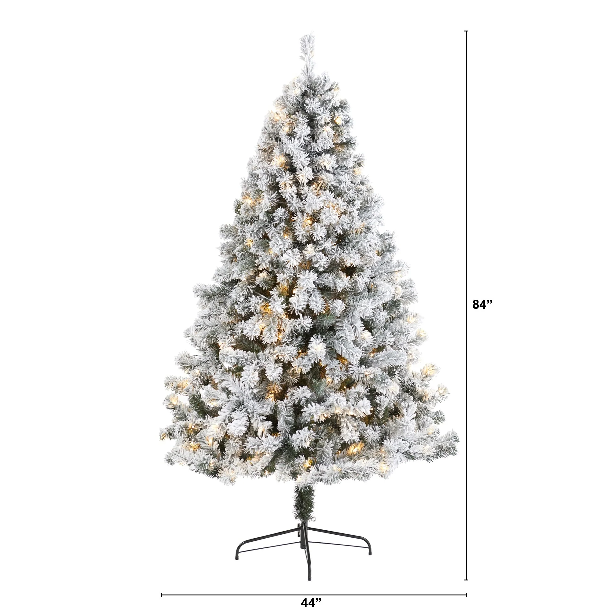 7' Pre-Lit Flocked Fir Artificial Christmas Tree, Warm Clear LED Lights - 7 Foot