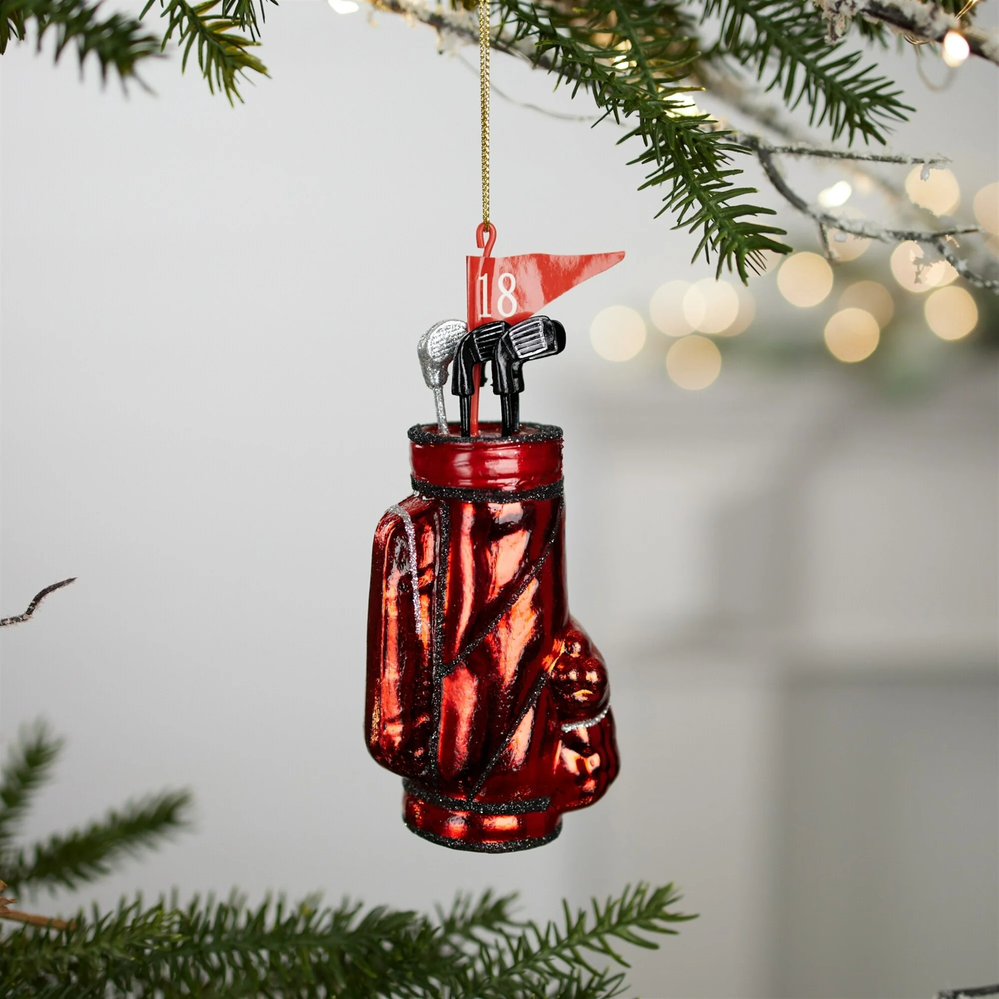 Golf Clubs and Bag Glass Christmas Ornaments - 5.5