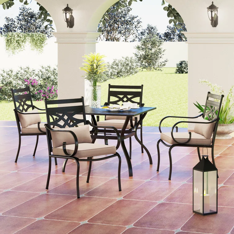 Alyah 4 - Person Square Outdoor Dining Set with Cushions