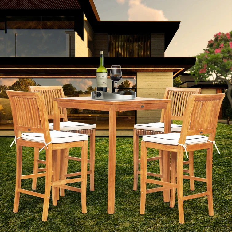 4 - Person Square Teak Outdoor Dining Set with Cushions