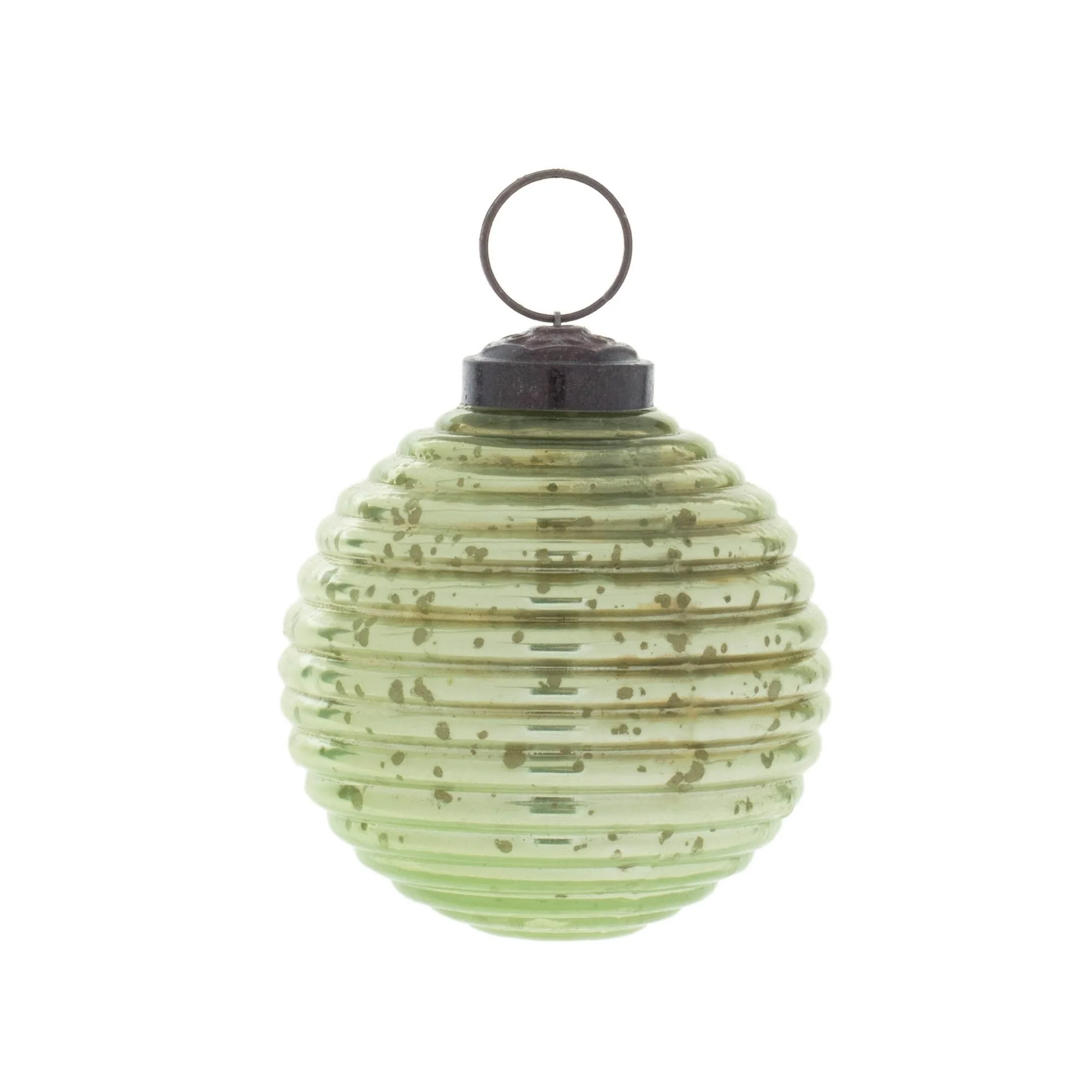 Ribbed Mercury Glass Christmas Ball Ornaments - 3.5