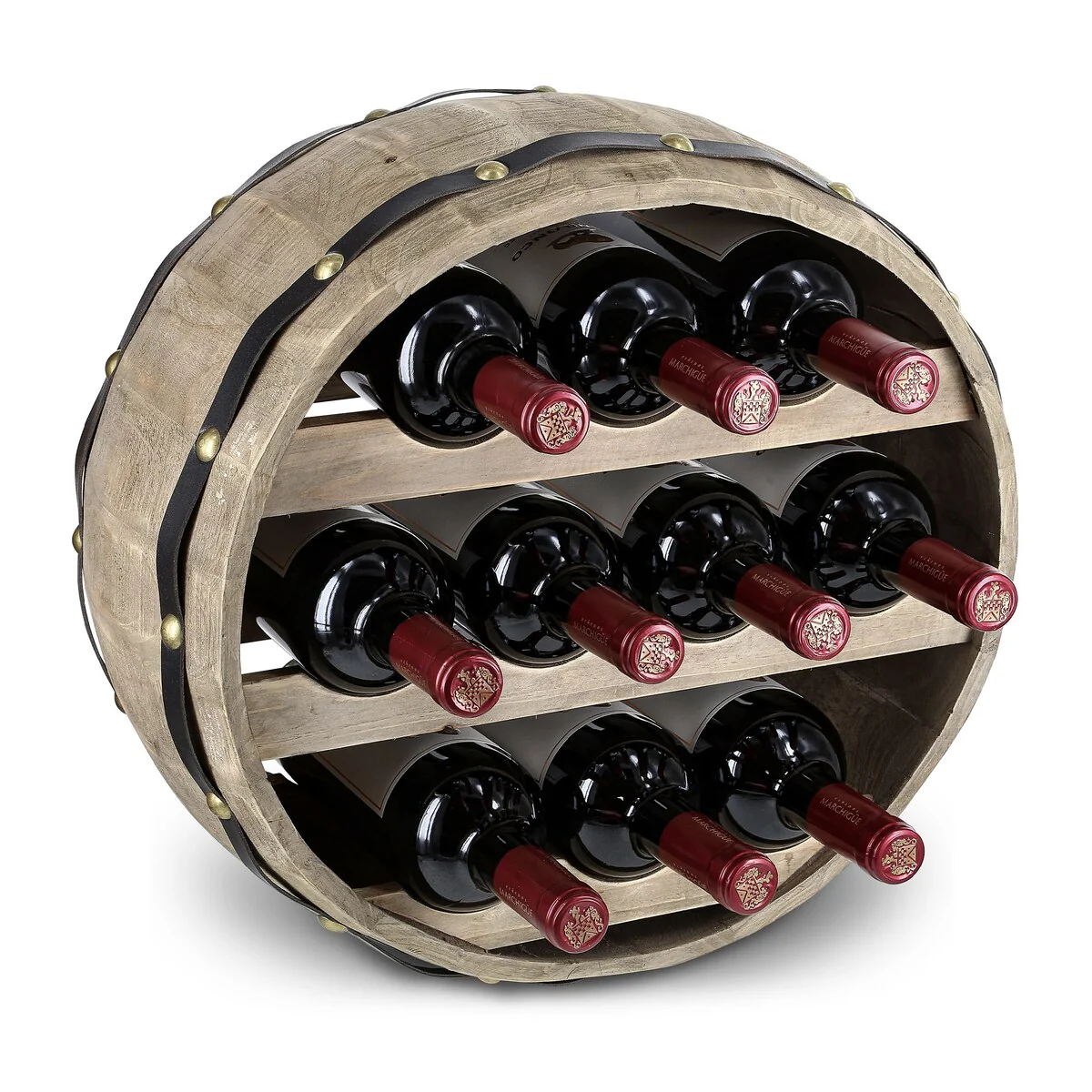 CoTa Global Barrell Wine Rack - Natural Wood Industrial Wall Mounted - 16″Lx16″Wx8″H