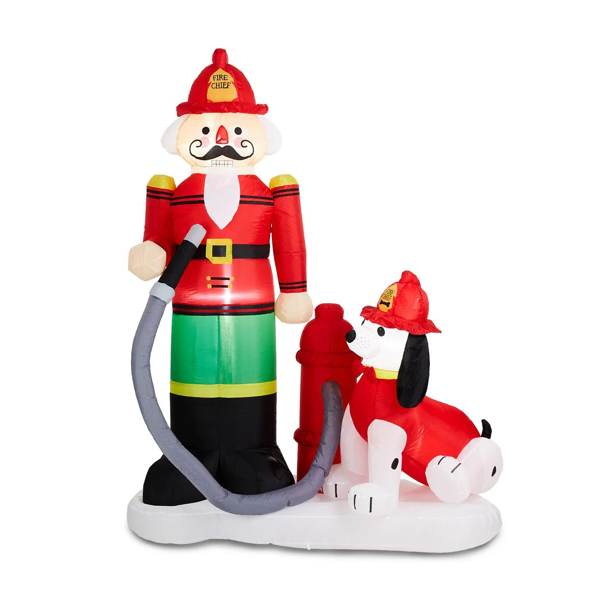 Glitzhome 7ft LED Inflatable Fire Fighter with Puppy Dog Decor