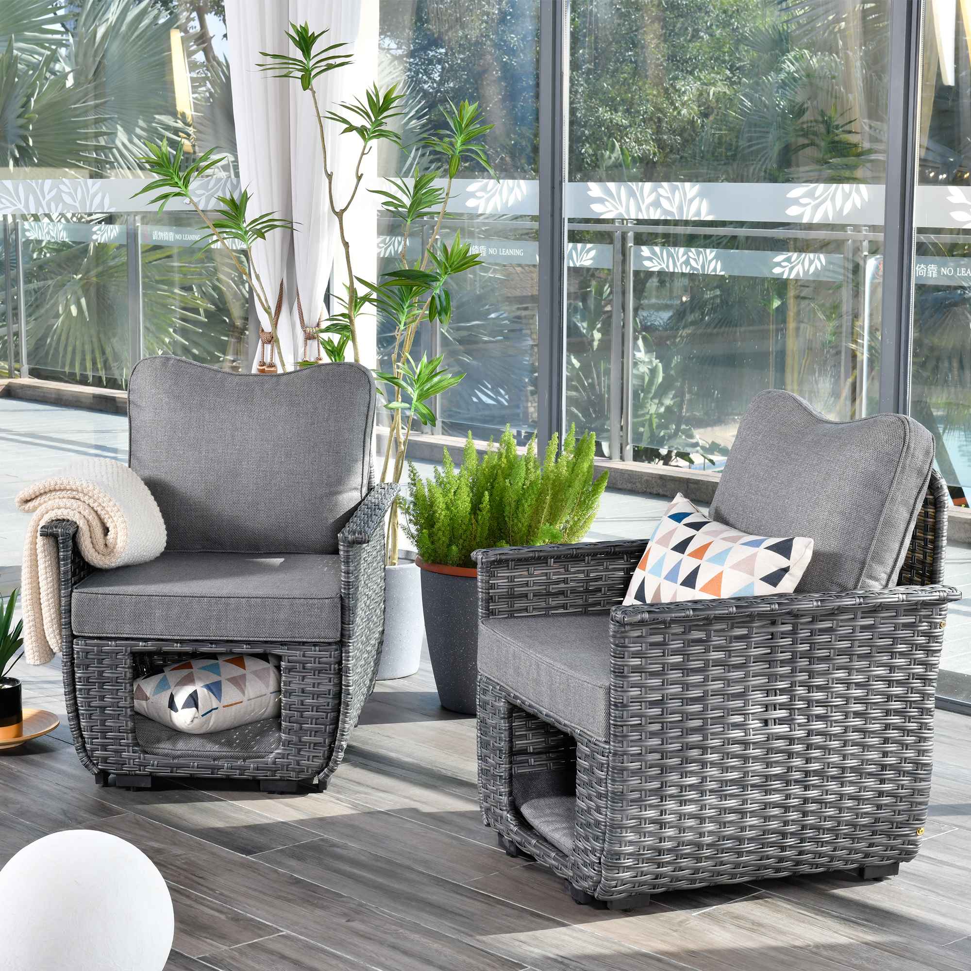 Ovios Patio Chairs *2 Pieces ,Multifunctional Storage,Pet Serie