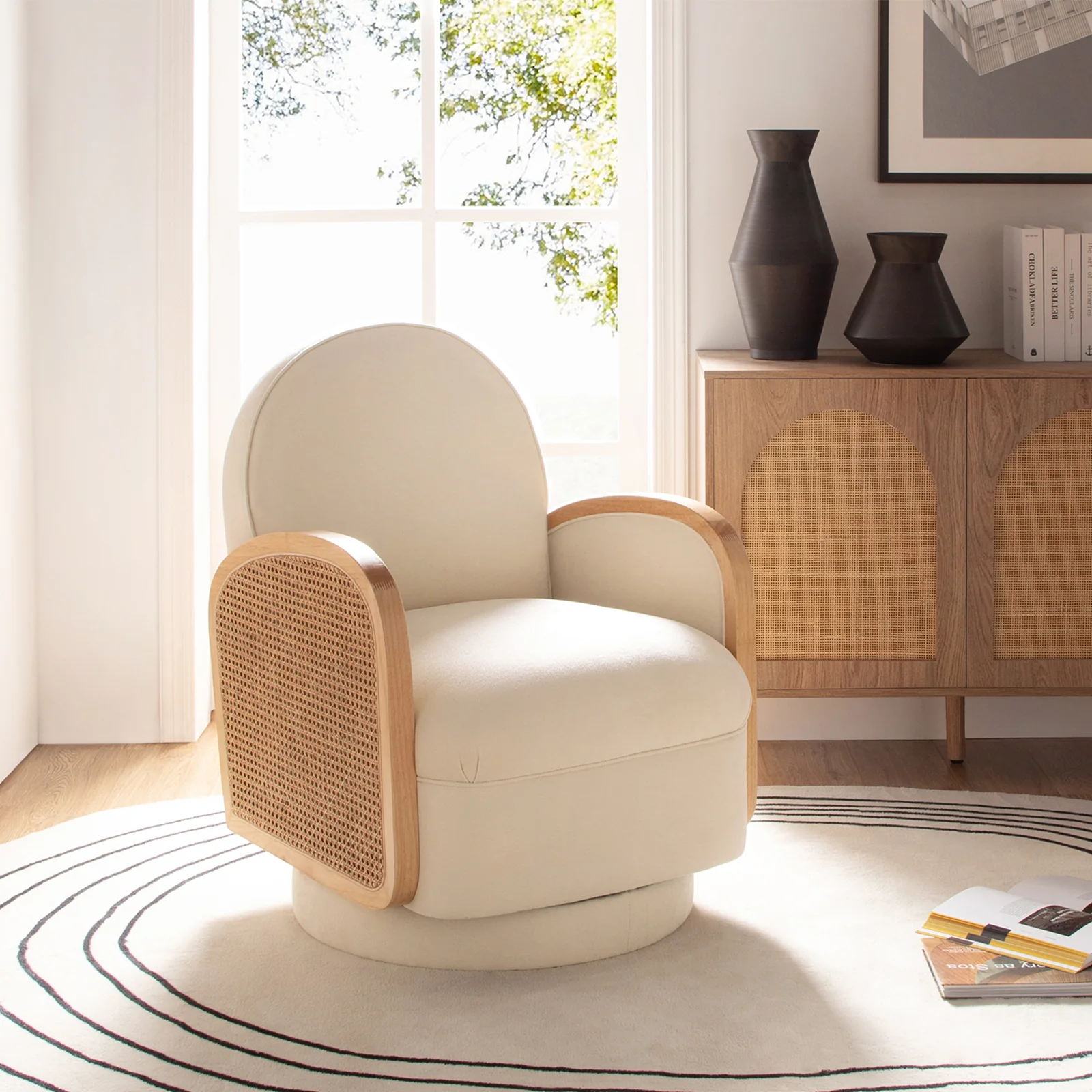 Karen Rattan Swivel Chair With 360-Degree Swivel