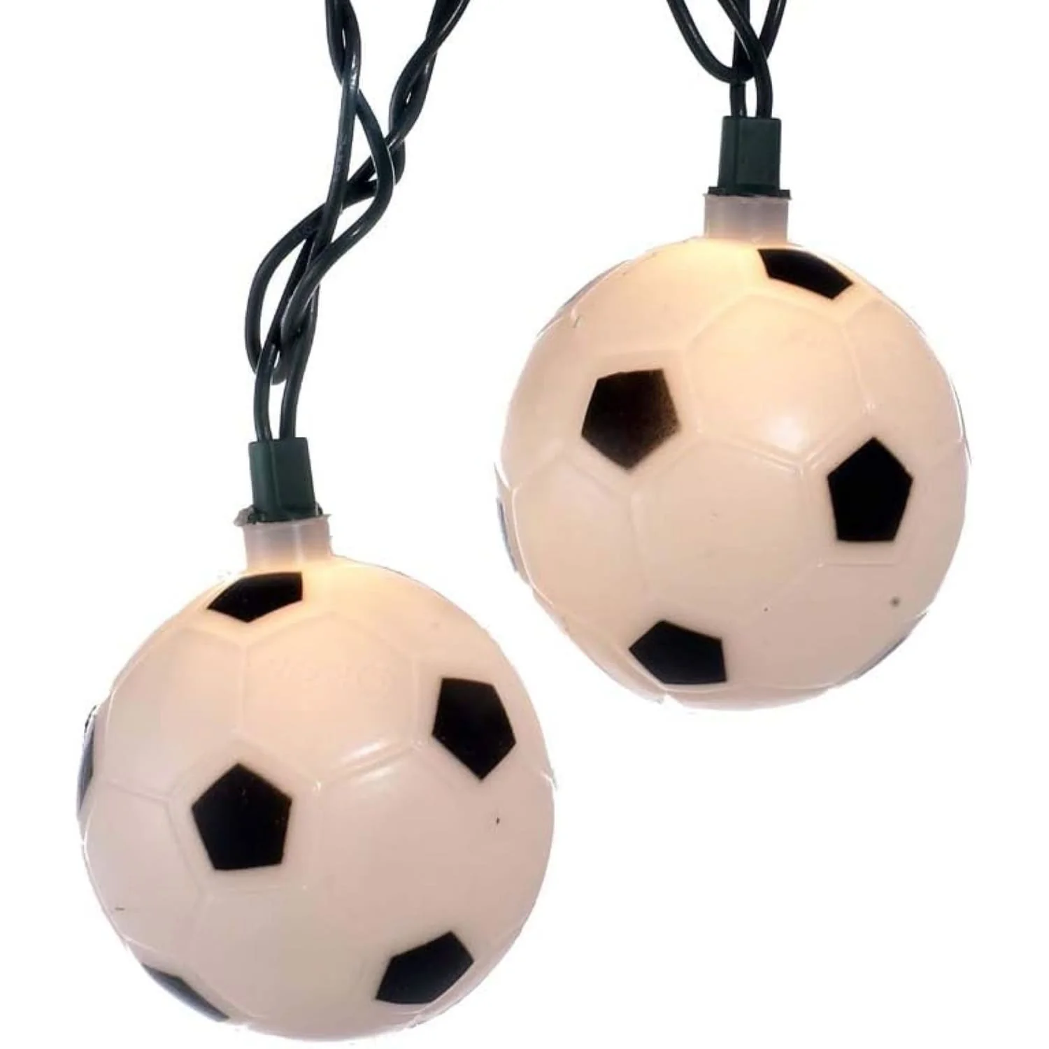 Soccer Ball Patio Lights - White - 9' Green Wire - 10ct