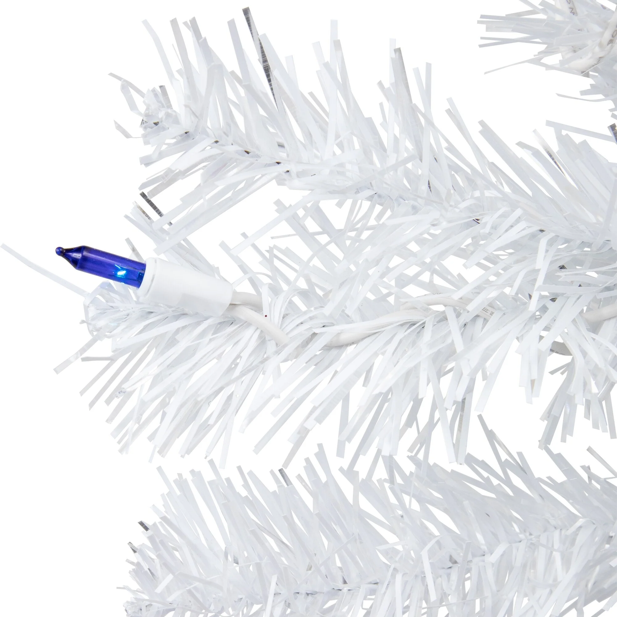 2' Pre-lit White Iridescent Pine Artificial Christmas Tree Blue Lights - under-3-feet