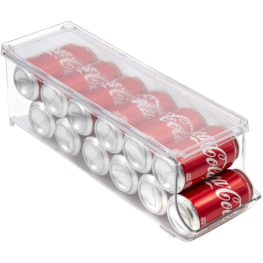 Sorbus Soda Can Organizer for Refrigerator Can Holder with Lid, Holds 12 Cans, BPA-Free, Clear Design