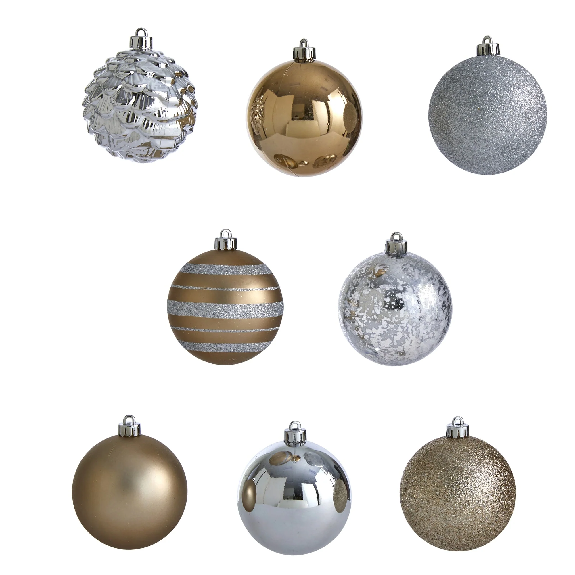 64ct Silver & Gold Shatterproof 3-Finish Christmas Ball Ornaments 3