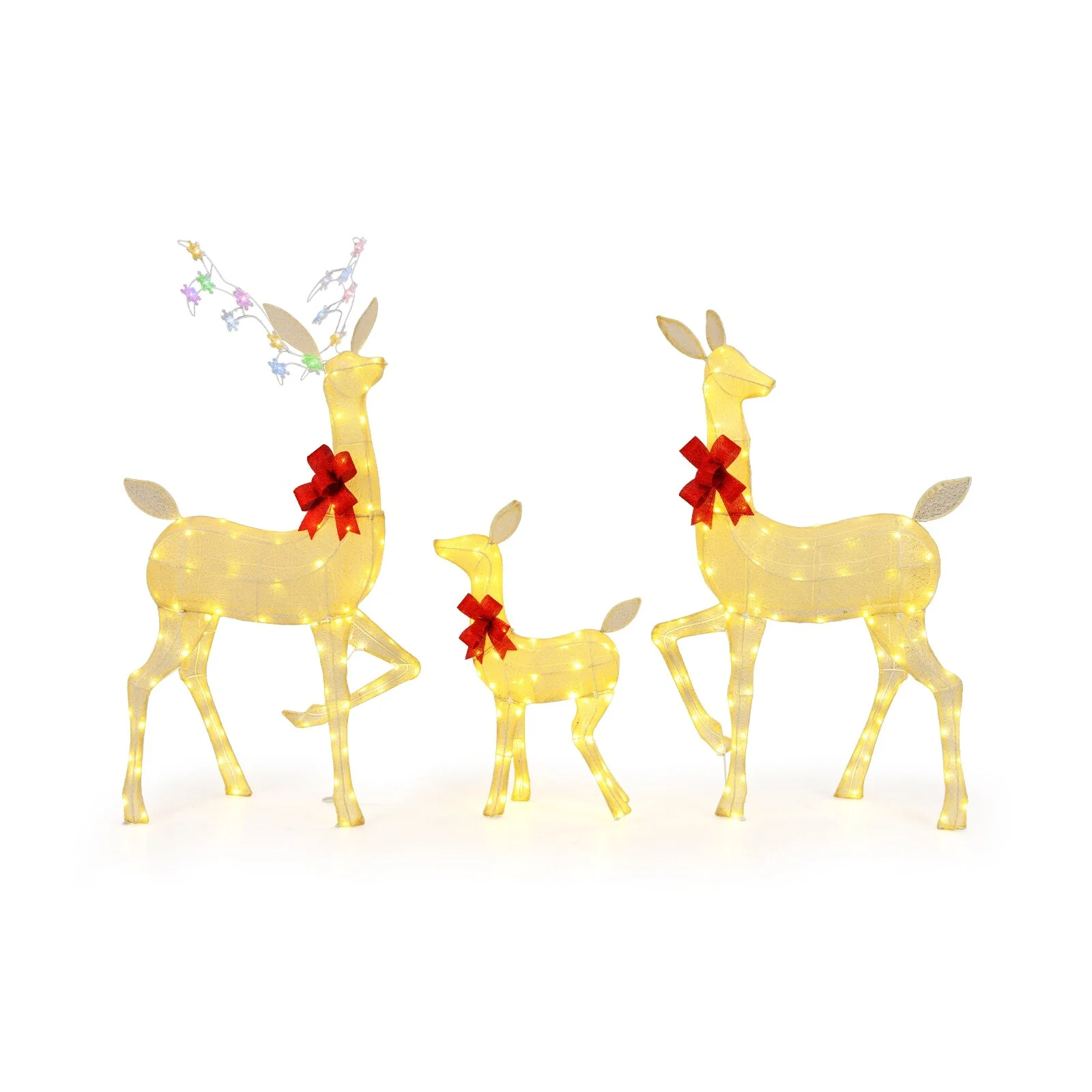 Lighted 3 Piece Christmas Deer Family Set with 221 LED Lights for Indoor and Outdoor Decor