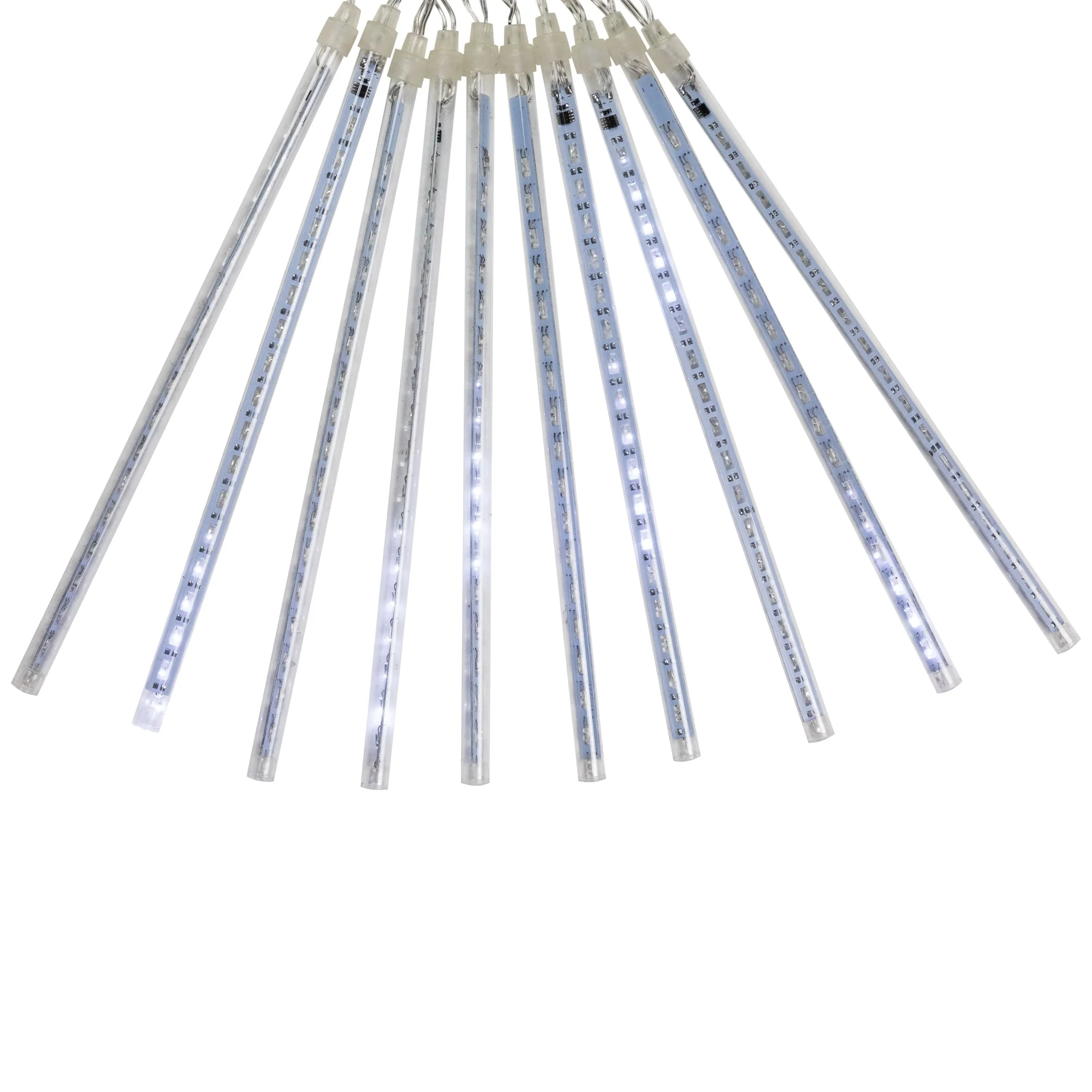 Dripping Icicle Christmas Light Tubes - Polar White - 15' Clear Wire - 10ct