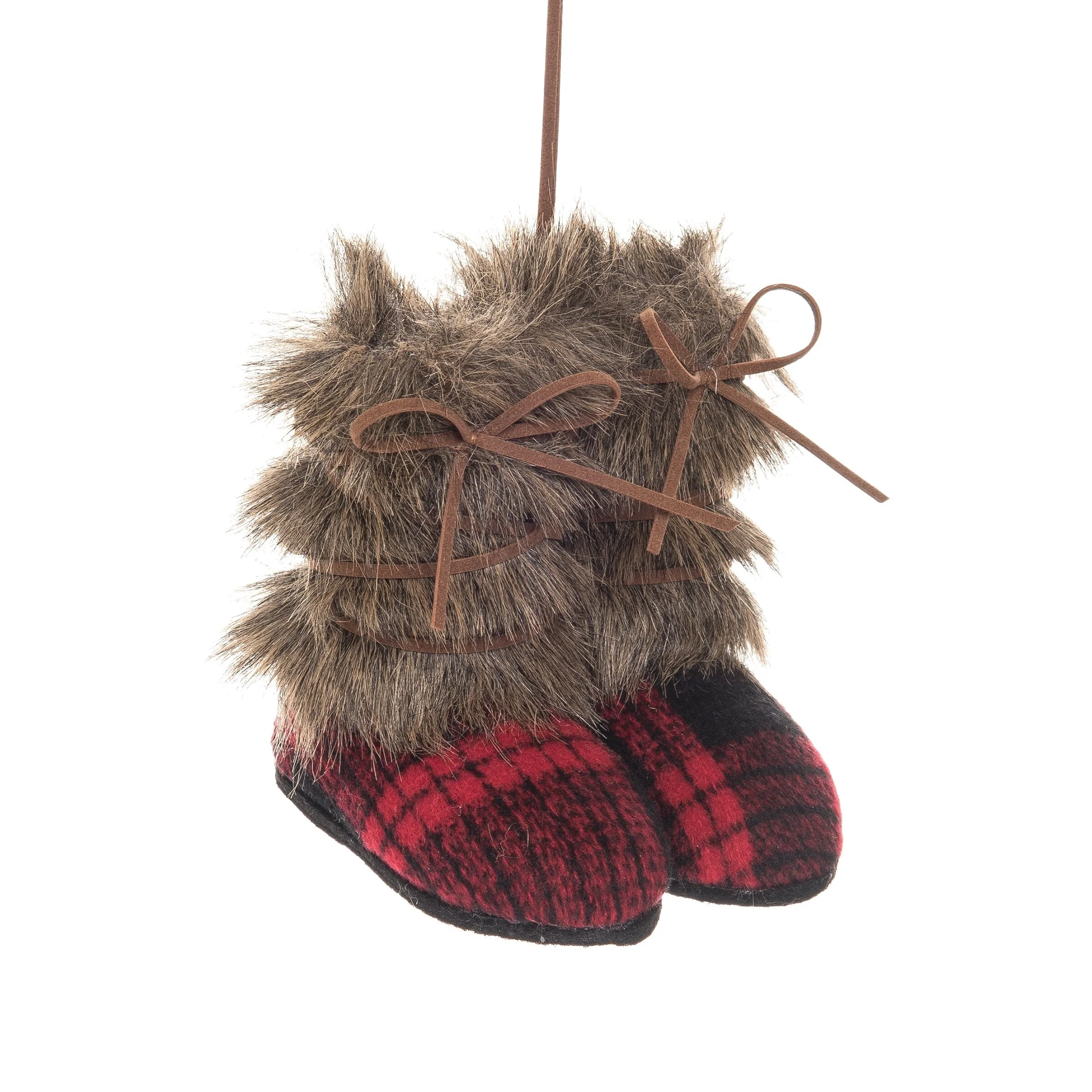 Buffalo Check Boots Polyester Paperboard Holiday Christmas Xmas Ornament