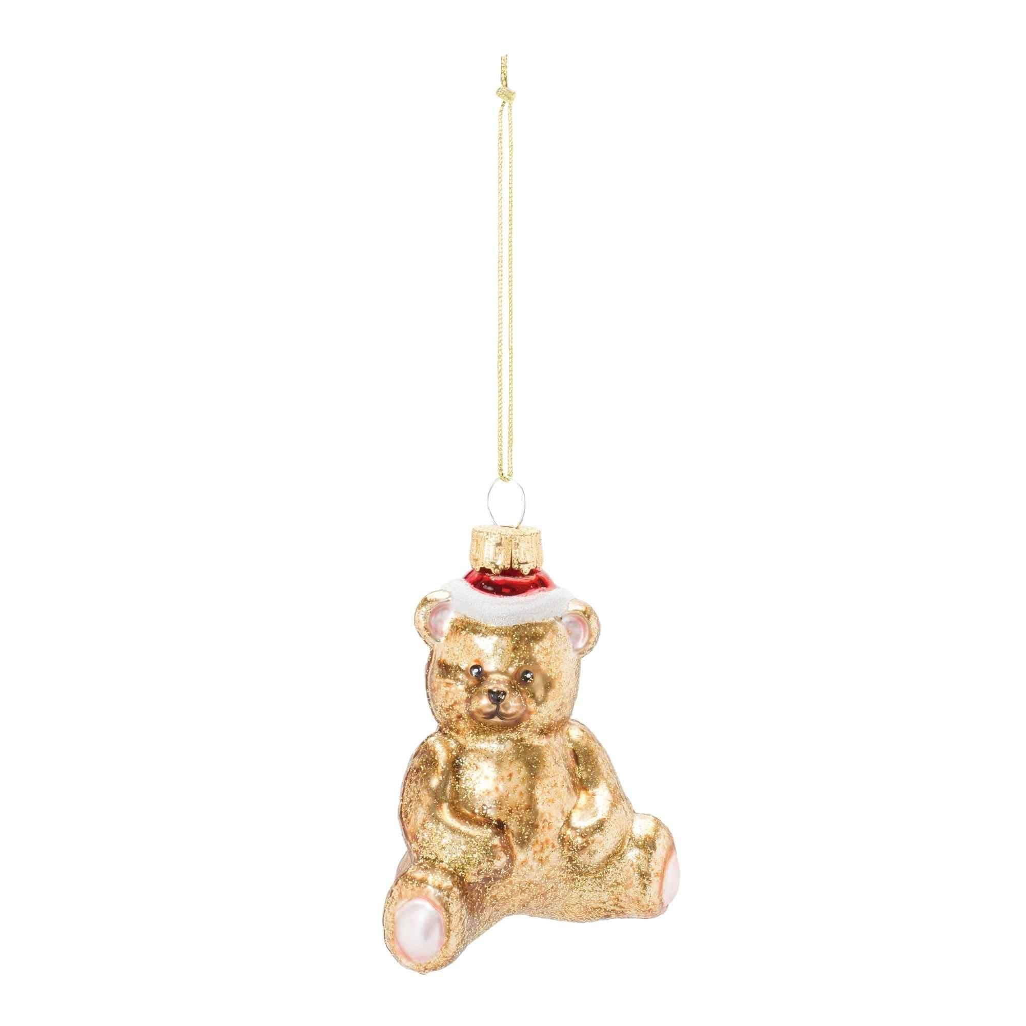 Club Pack of 12 Gold & Red Glass Teddy Bear Christmas Ornaments 3.75