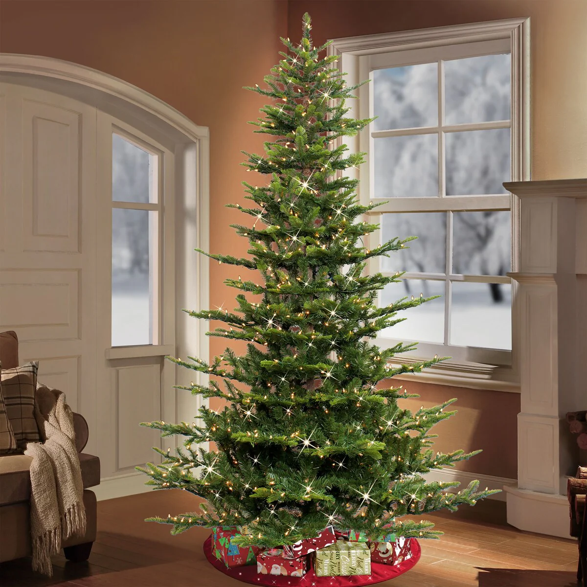 Puleo International Pre-lit 6.5 ft. Aspen Fir Artificial Christmas Tree