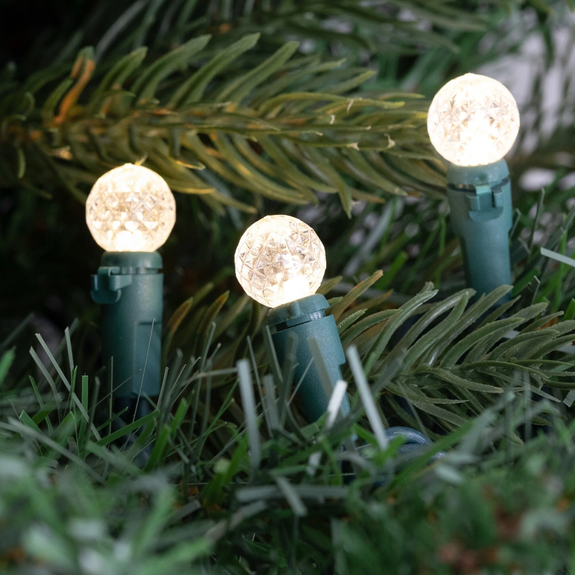LED G12 Berry Christmas Lights - Warm White - 16' Green Wire - 50 ct