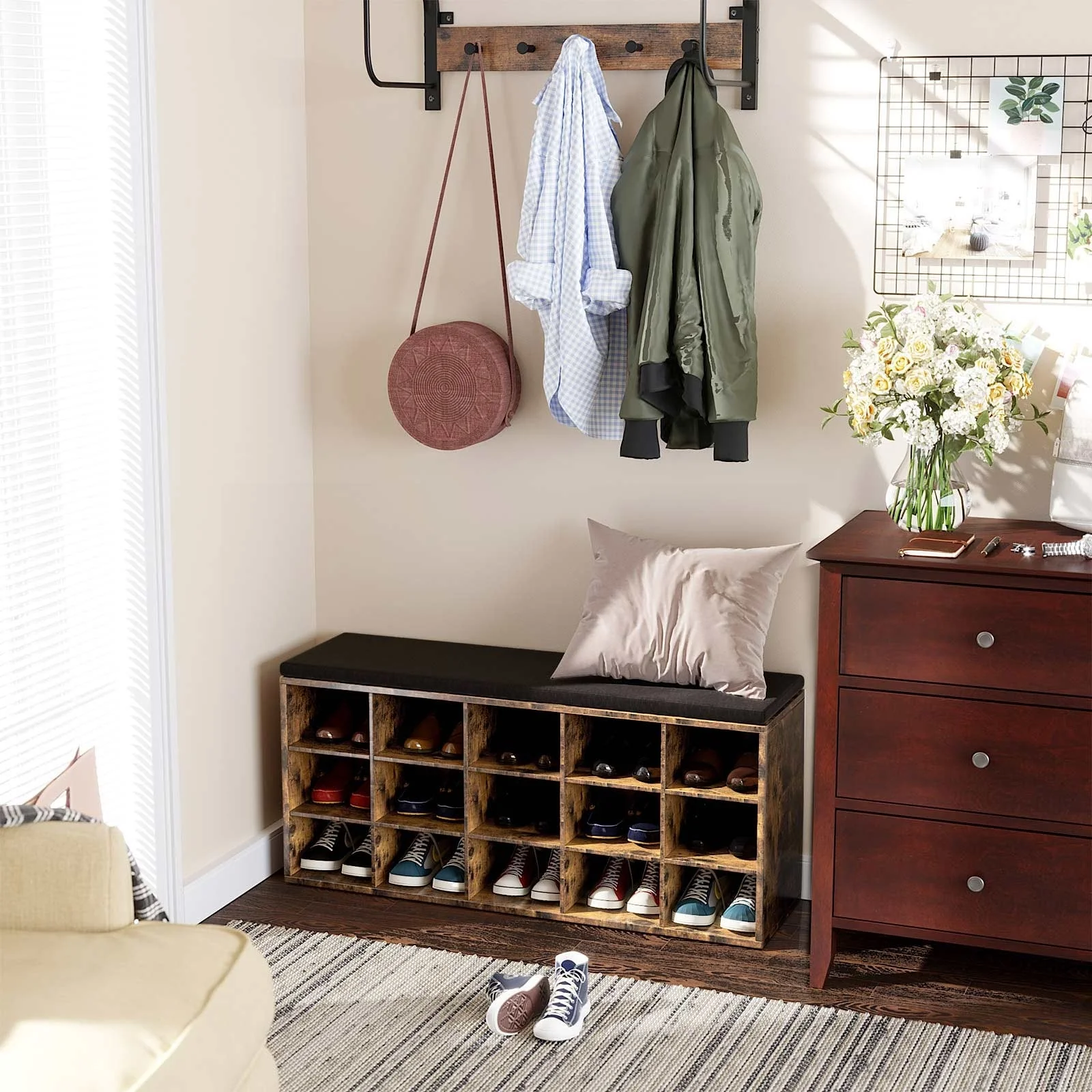 VASAGLE Shoe Bench with Cushion