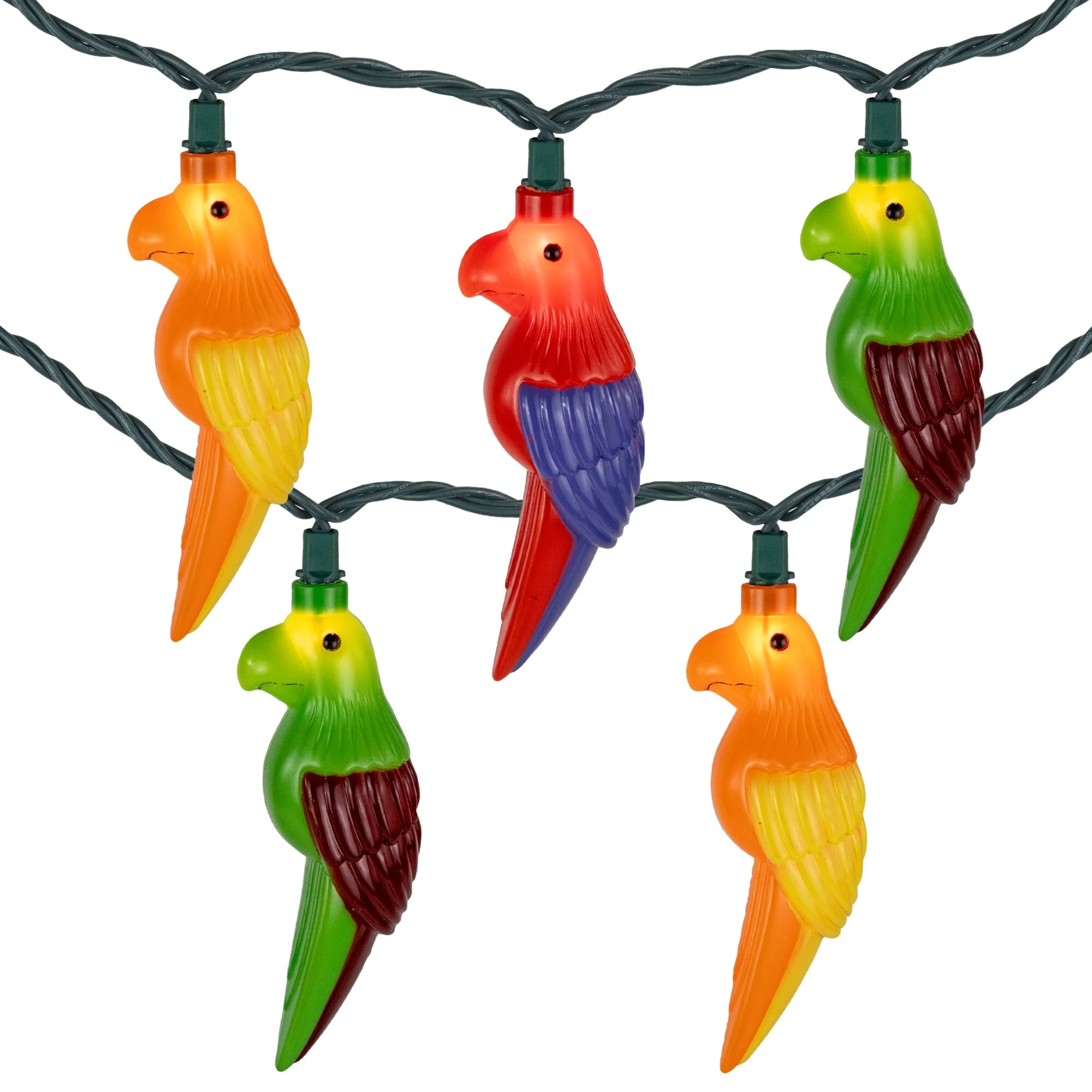 Parrot Patio Light Set - 6' Green Wire - 10ct