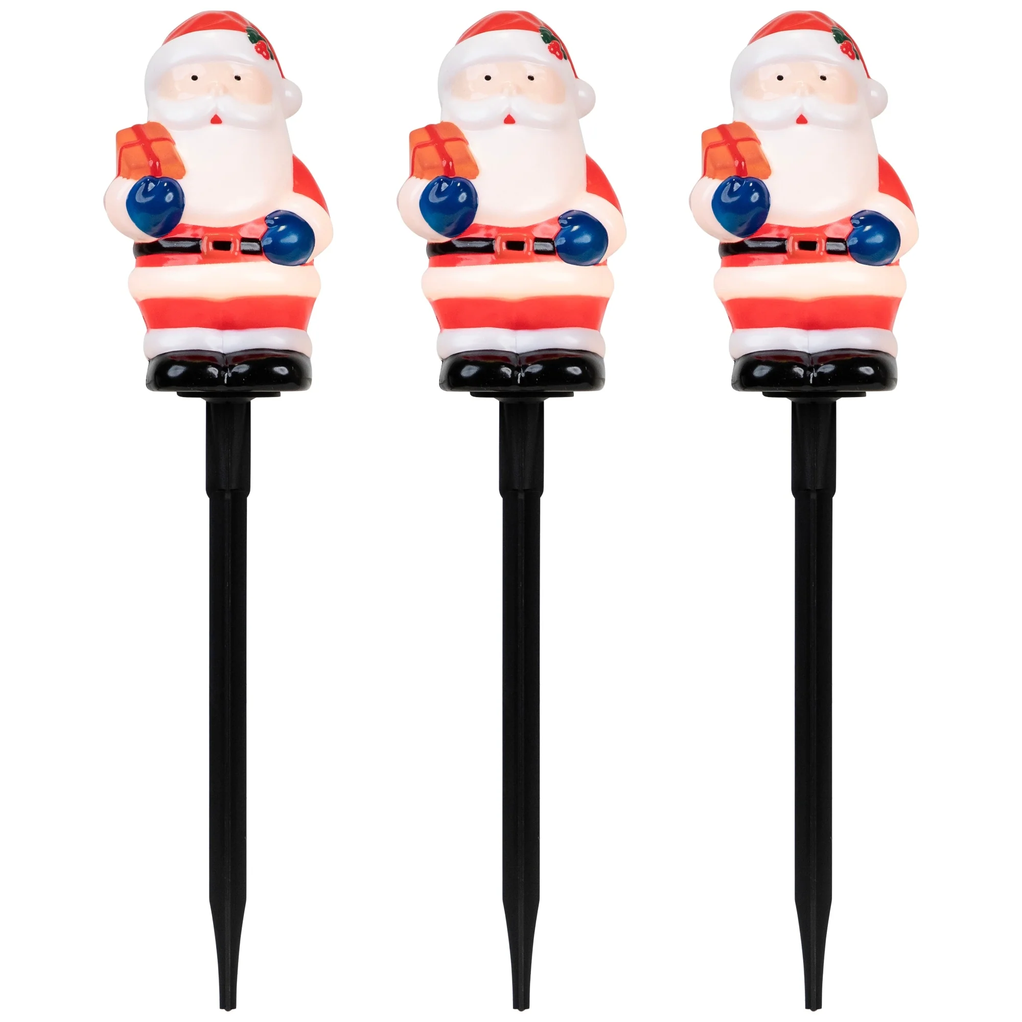 Lighted Santa Claus Christmas Pathway Markers - Clear Lights - 16