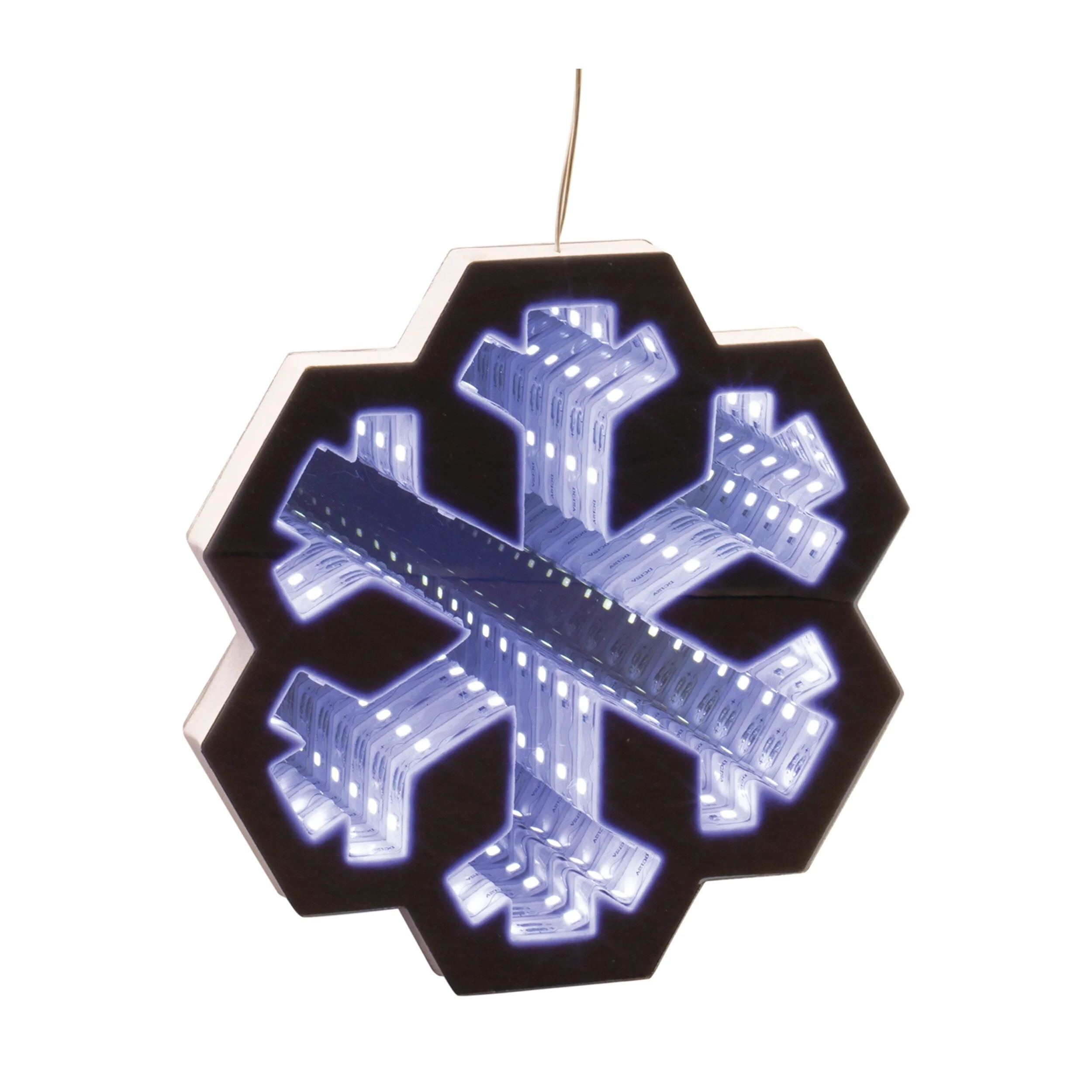 White Acrylic Snowflake Garland with Infinity Lights Festive Foam Decor - 68” x 0.5” x 6.25” (L x W x H)
