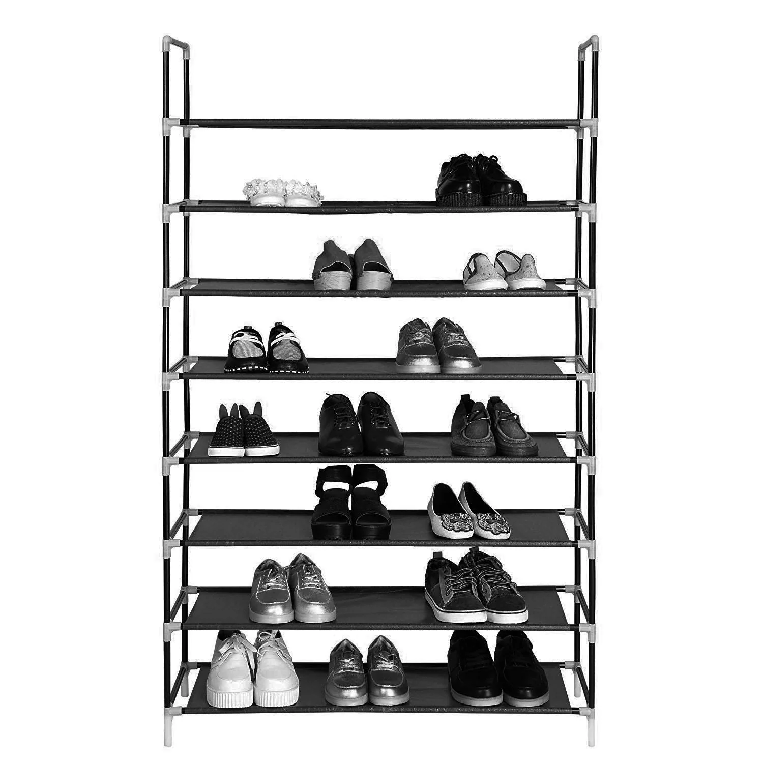 8 Layers Non-woven Fabrics Large Capacity Shoe Rack Black