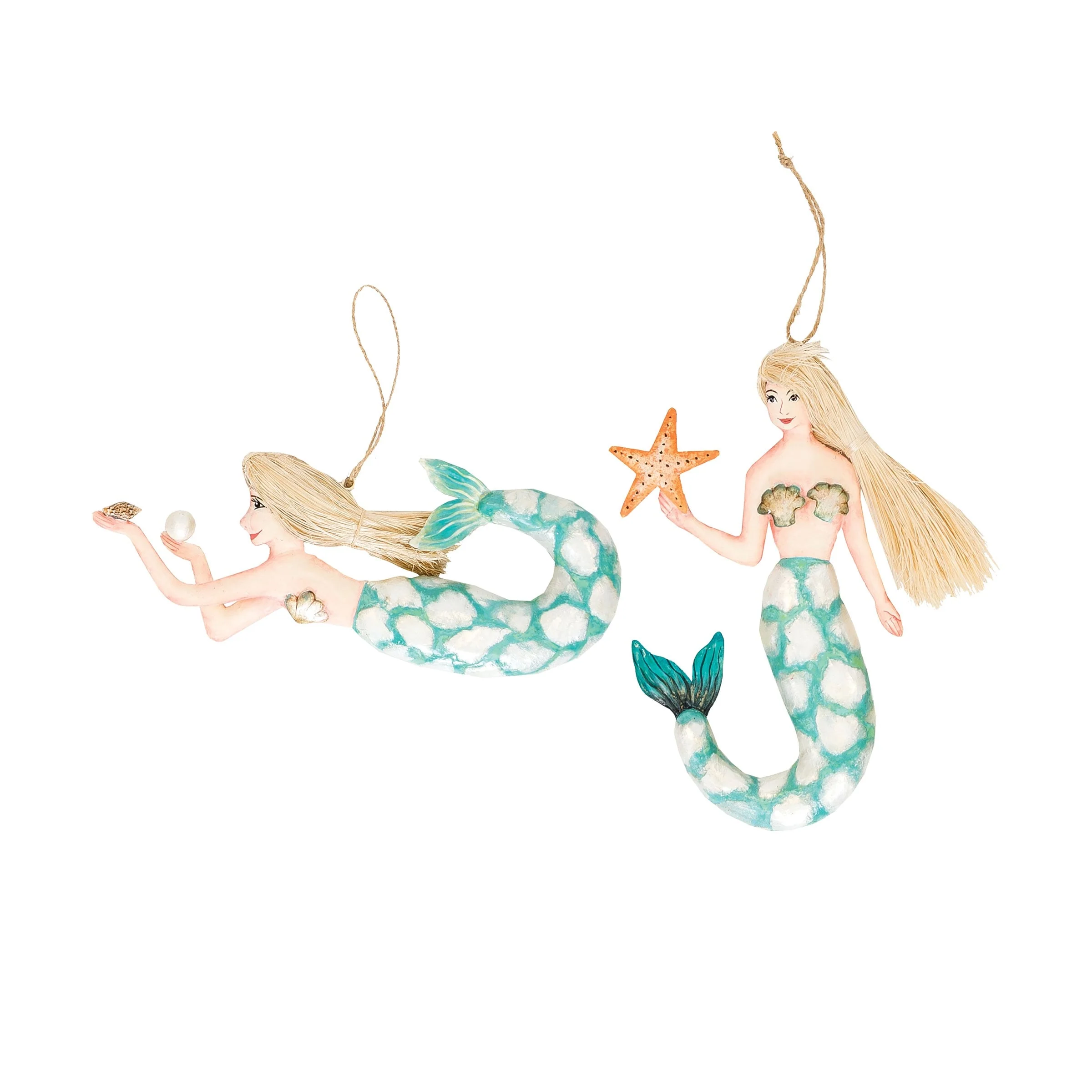 Mosaic Mermaid Christmas Xmas Ornament Set of 2 - Set of 2