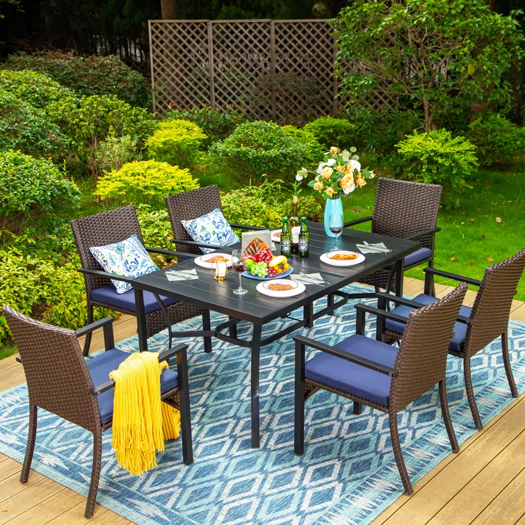 Alyah 6 - Person Rectangular Outdoor Dining Set with Cushions