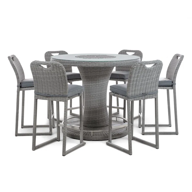 6 - Person Round Outdoor Dining Set with Cushions