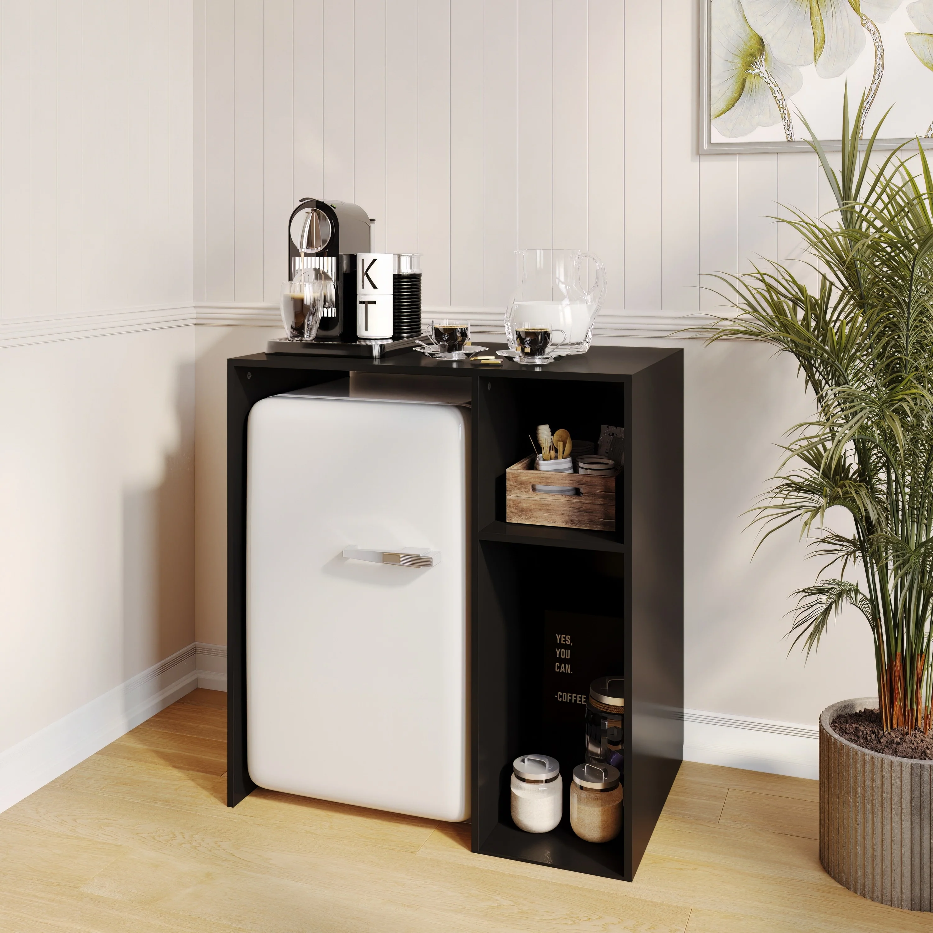 Space-Saving Mini Fridge Organizer Shelf with Cubby Storage