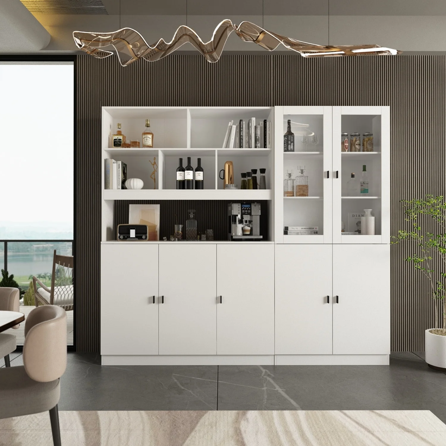 Combined BookShelves Kitchen Cabinet Display Cabinet Pantry Bookcase